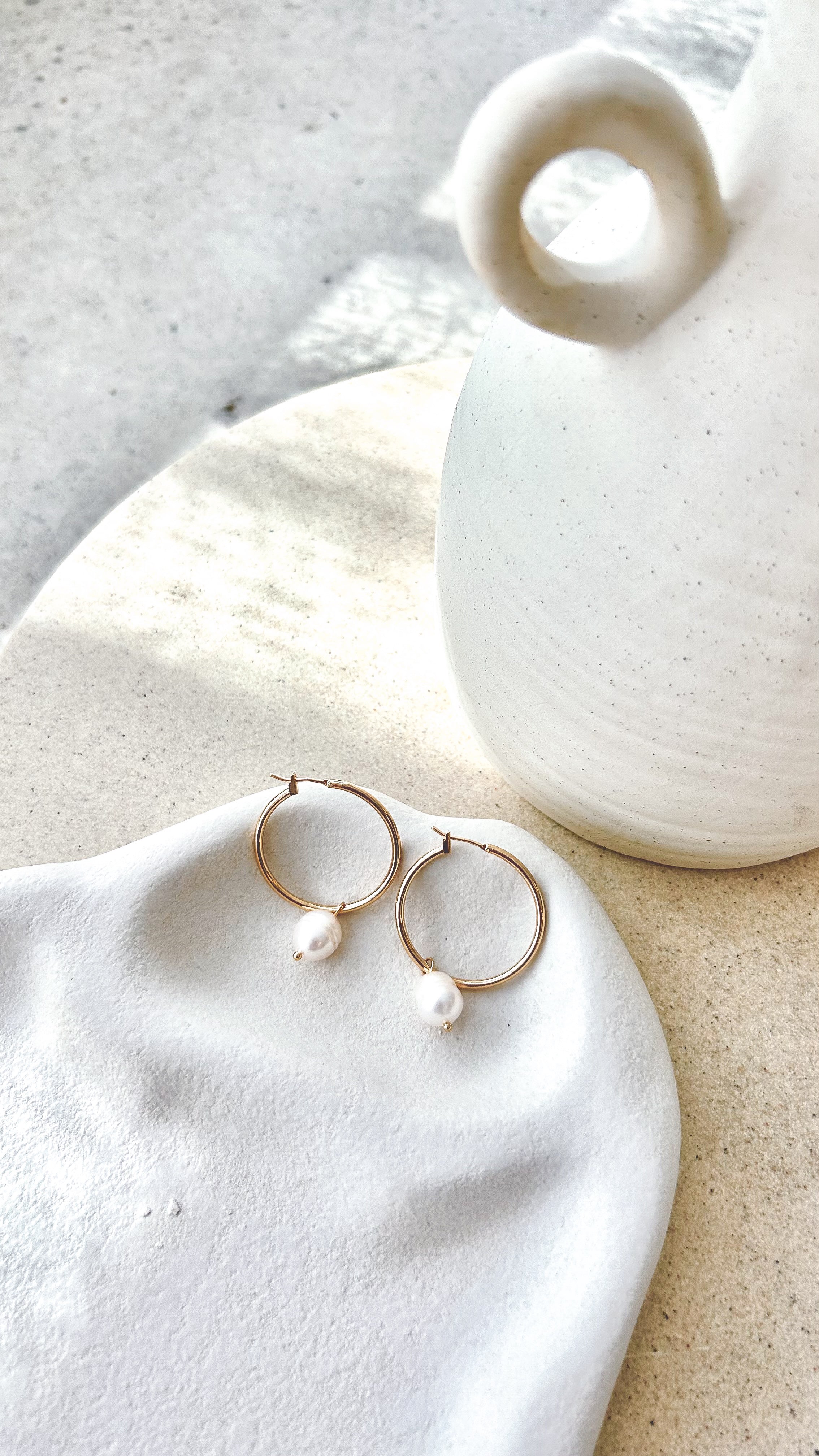 Freshwater Pearl Drop Midi Hoop Earrings in Gold - Elegant Jewelry for Women, Perfect for Weddings, Parties & Everyday Wear
