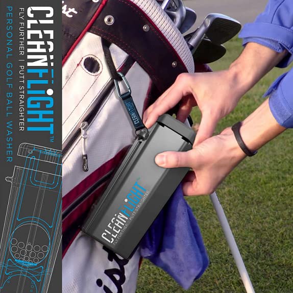 Premium Golf Ball Washer - Portable Golf Ball Cleaner for Golf Bag or Cart - Best Golf Accessories Gifts for Men & Women - Perfect for Driving Range, Course & Practice Sessions