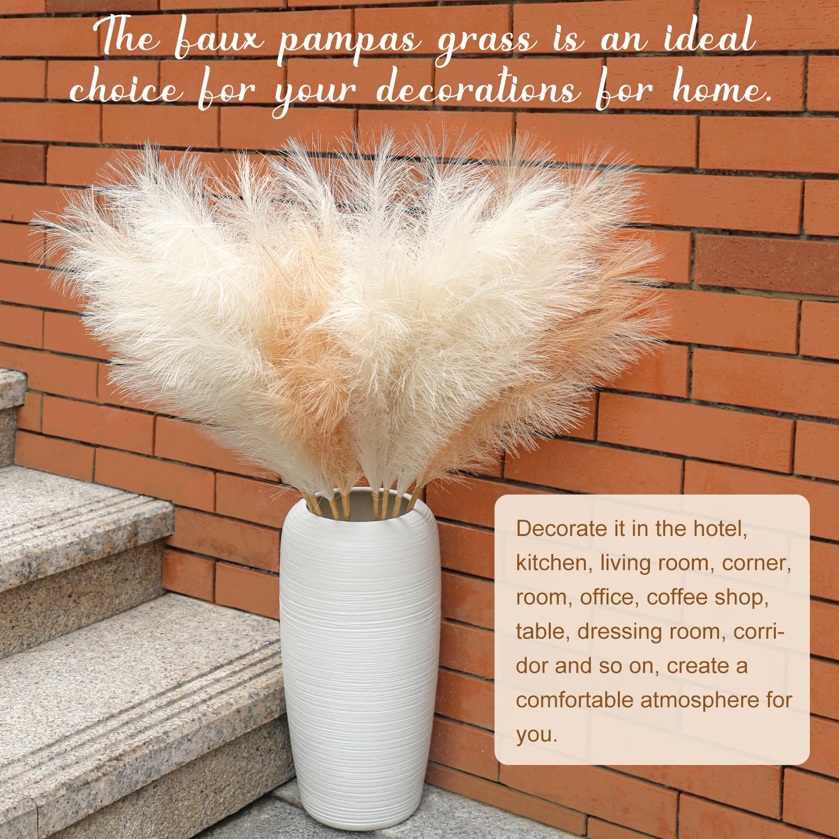 Ouddy 8 Pcs Faux Pampas Grass Decor 38