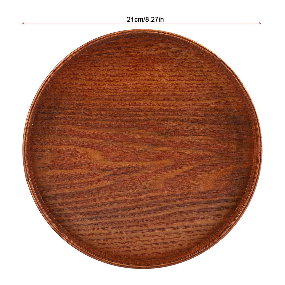 Round Wood Serving Tray - 21cm x 21cm Handcrafted Wooden Plate for Tea, Coffee, Snacks & Drinks | Perfect for Dining, Breakfast in Bed, Party Serving & Home Decor