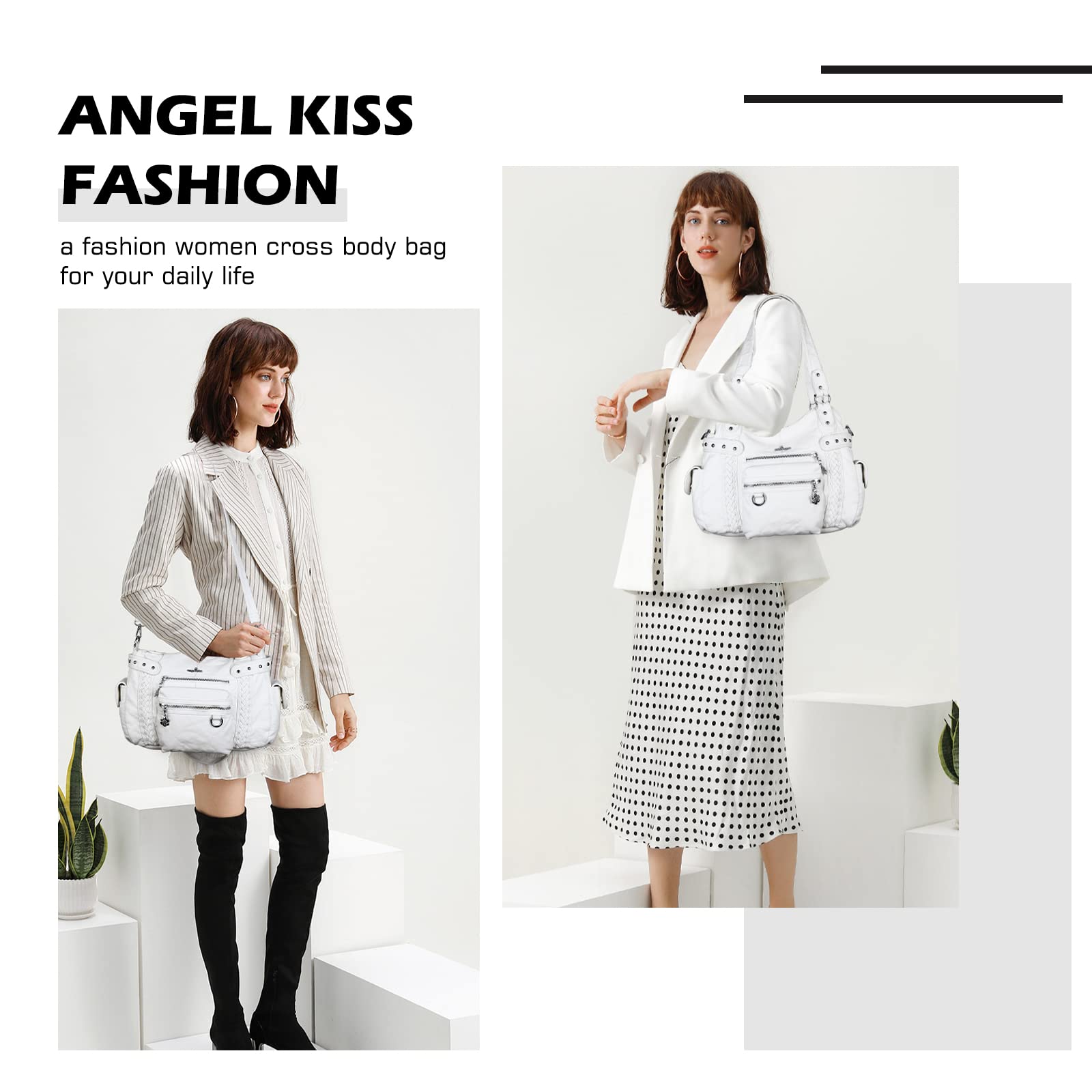 Angel Kiss Hobo Handbags for Women - Soft PU Leather Shoulder Bag, Ladies Purse - Perfect for Work, Travel & Everyday Use