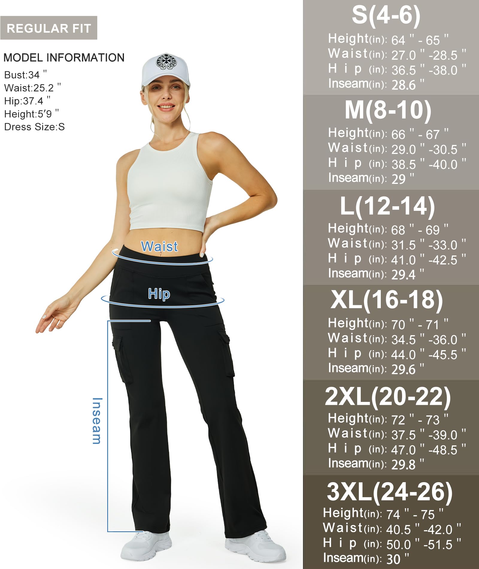 Women's High Waisted Yoga Flare Leggings - 6 Pocket Bootcut Workout Pants for Yoga, Gym & Casual Wear | Stretchy Comfort Pants for Women
