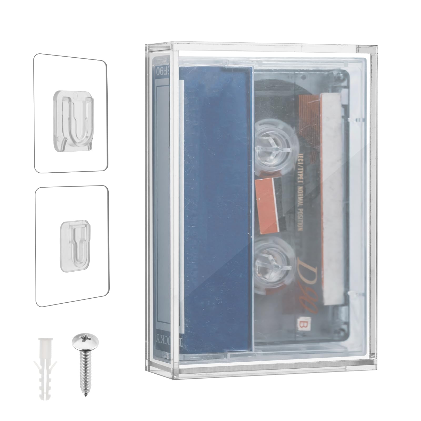 TXEsign Acrylic Cassette Tape Display Case - Wall Mount & Tabletop Protector for Standard-Size Audio Recording Tapes | Perfect for Music Studios, Vintage Collections & Retro Home Decor