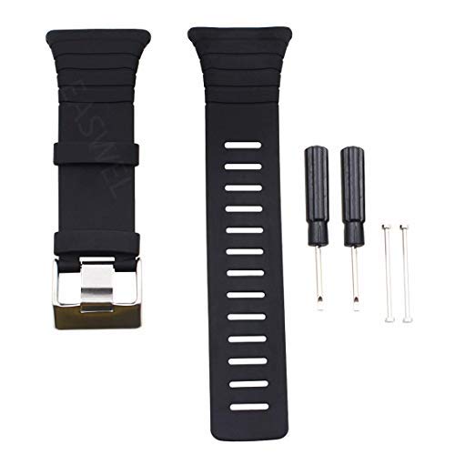 Soft Black Rubber Replacement Watch Band Strap for Suunto Ambit 3 Peak/Ambit 2/1 - Durable & Comfortable for Hiking, Running & Outdoor Sports