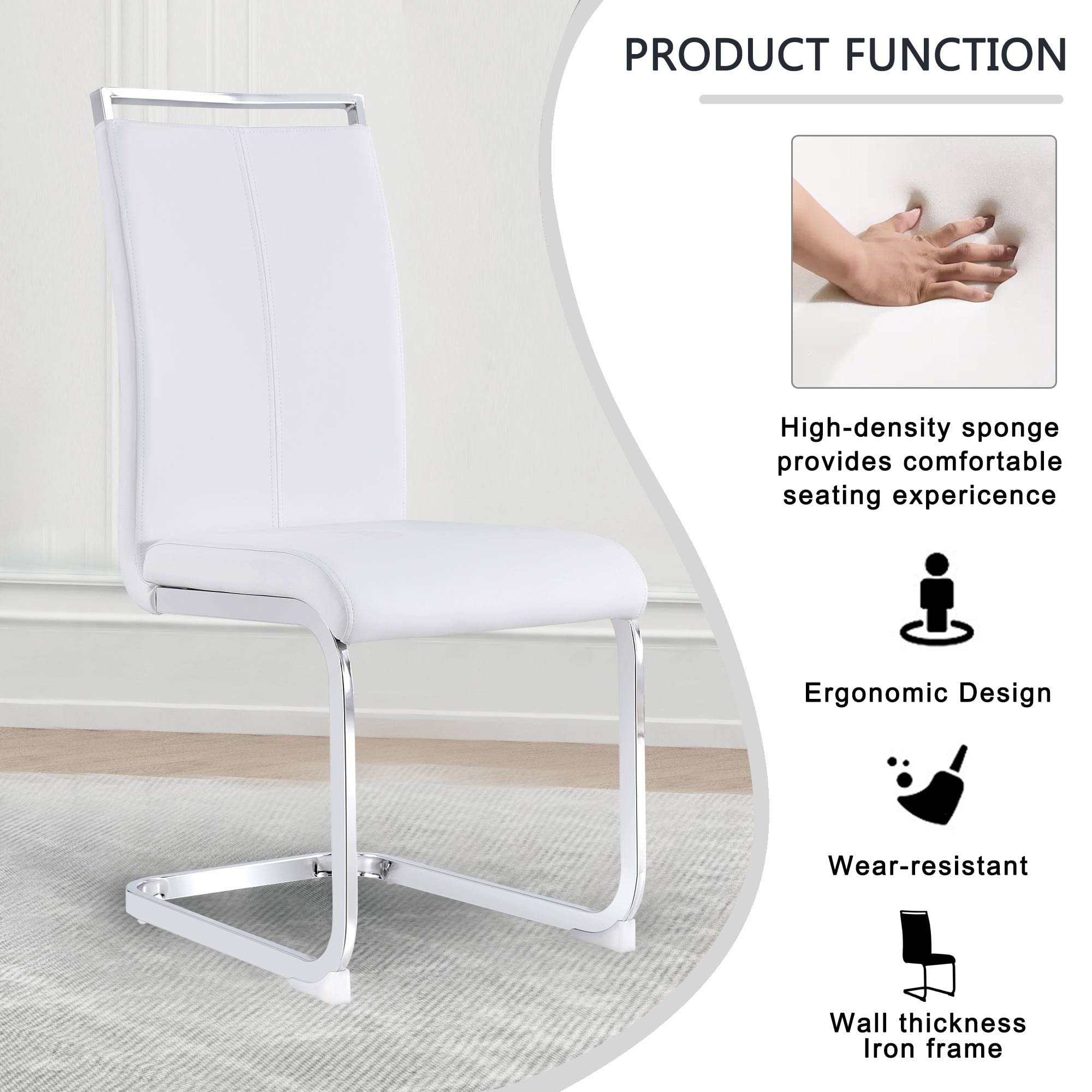 Baysitone Modern Dining Chairs Set of 4 - Faux Leather Padded High Back Kitchen & Living Room Chairs - Comfortable Dining Room Seating for Family Gatherings & Dinner Parties