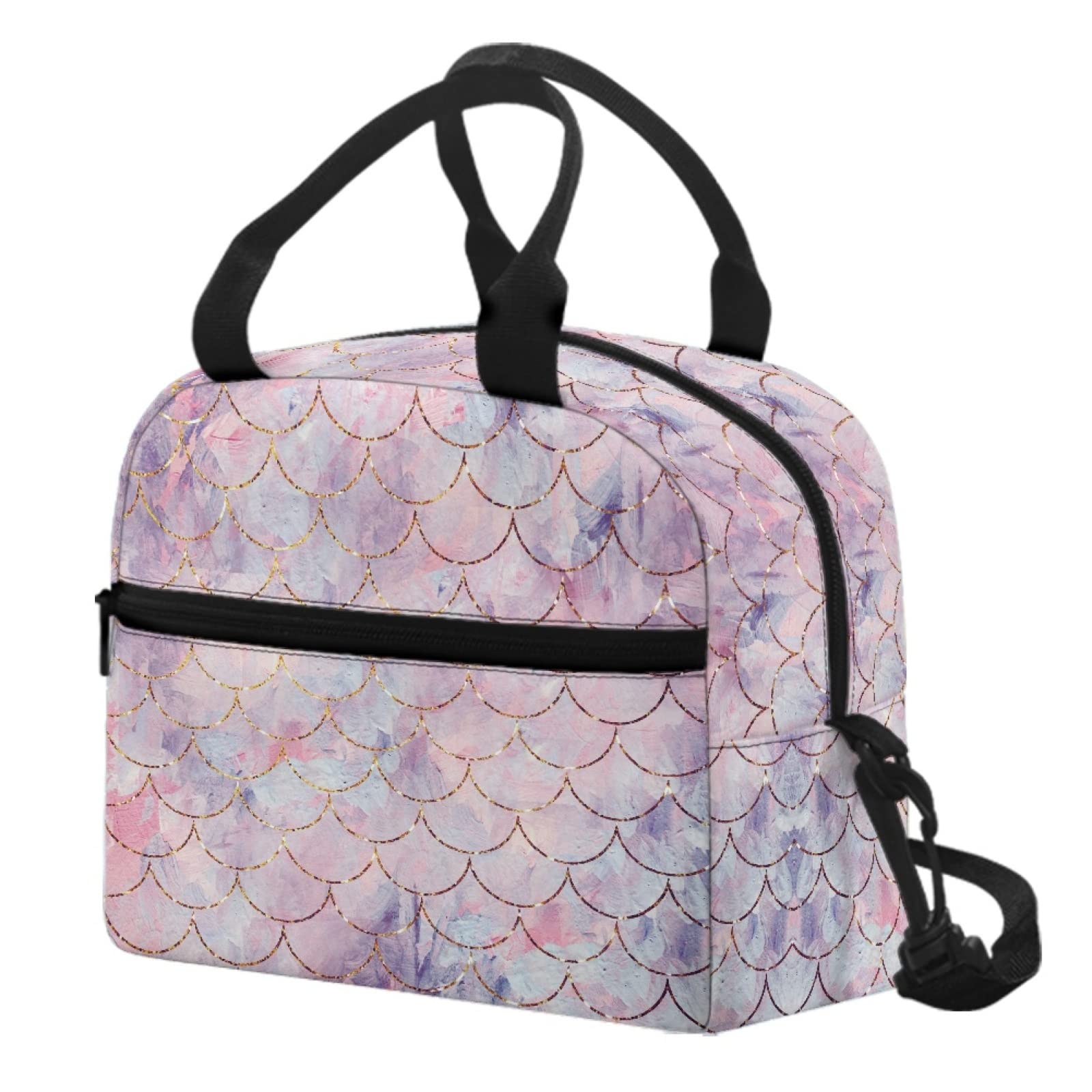Cute Insulated Lunch Bag for Women & Kids - Reusable Kawaii Lunch Box with Strap & Pockets, Soft Waterproof Tote for School, Office, Picnic & Travel | Bengbobar Mermaid Design