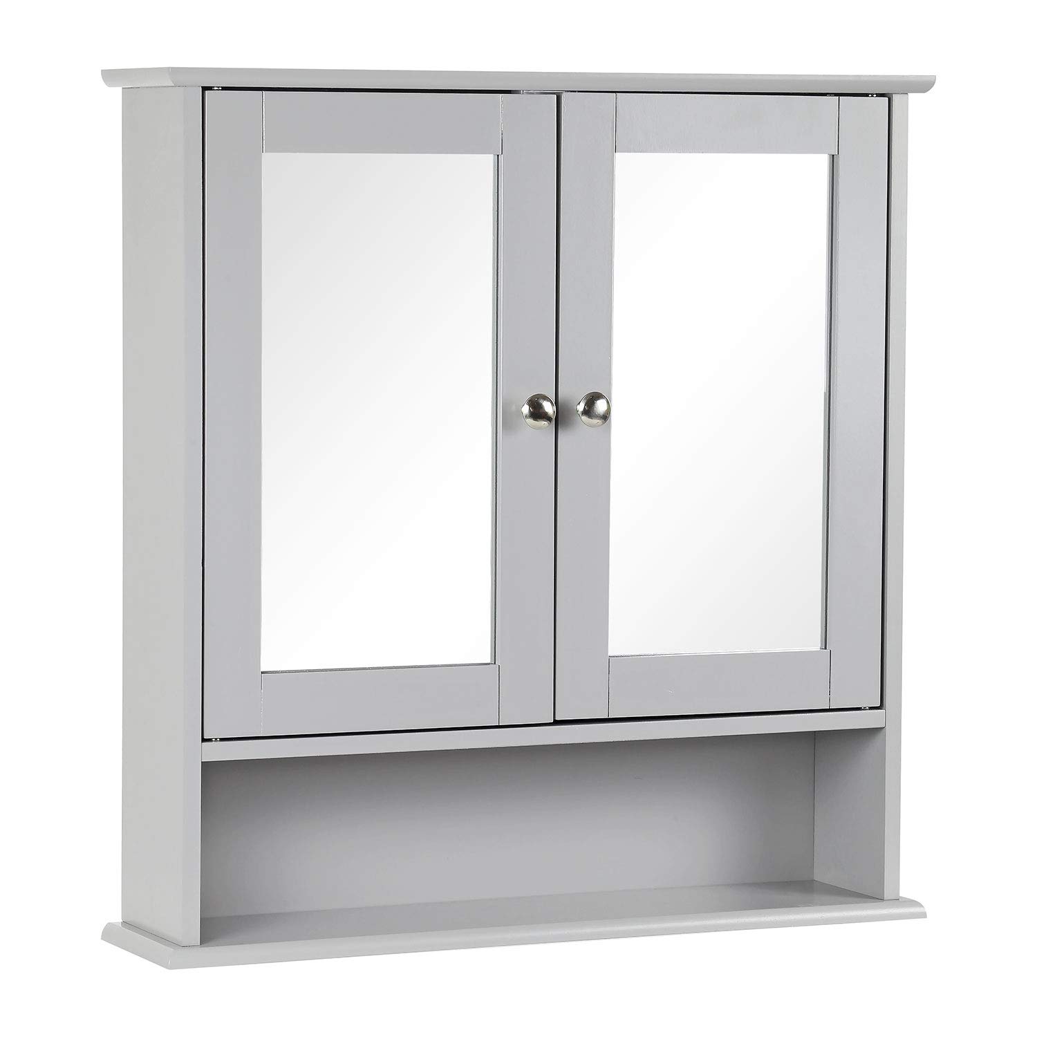 Taylor & Brown Double Door Wall Mounted Bathroom Mirror Cabinet with Adjustable Shelves - 22 x 5 x 23 Inches, Grey - Perfect for Small Bathroom Storage & Organization, Space Saving Vanity Mirror with Hidden Storage