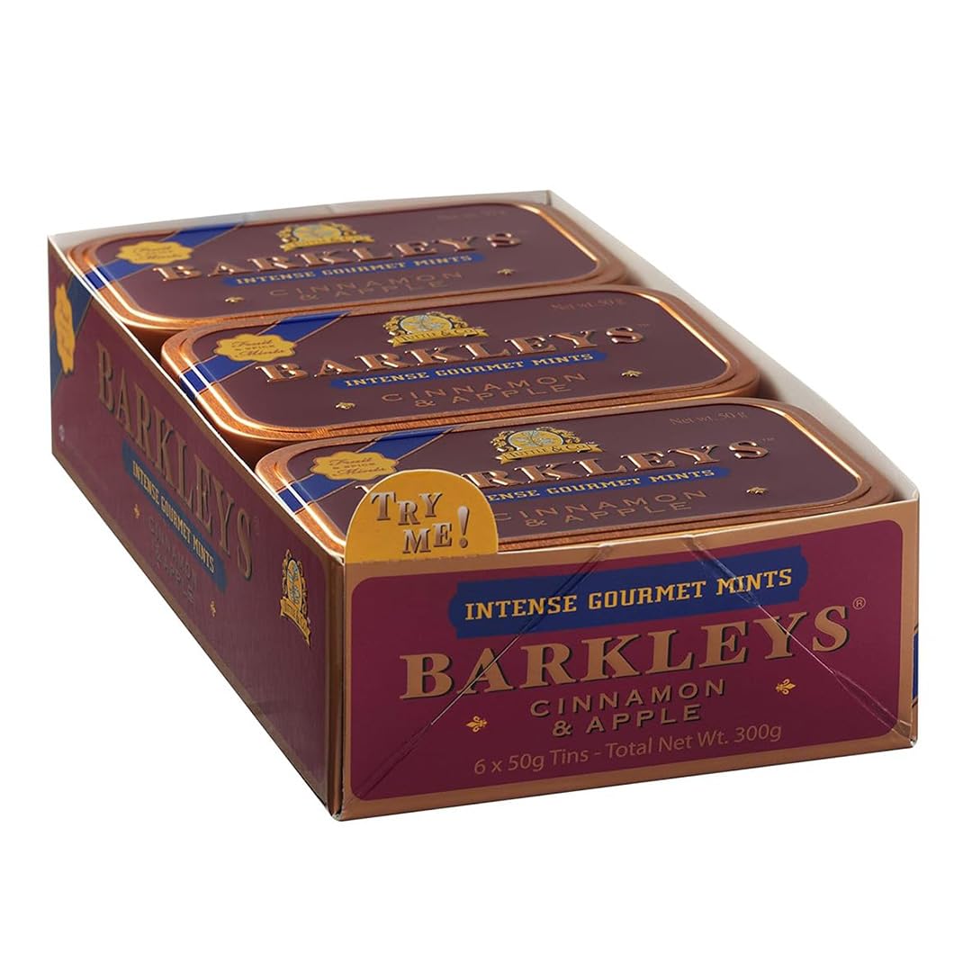 Barkleys Gourmet Cinnamon & Apple Mints - 6 Pack (6 x 50g) | Fresh Breath Mints for Office, Travel & After Meals