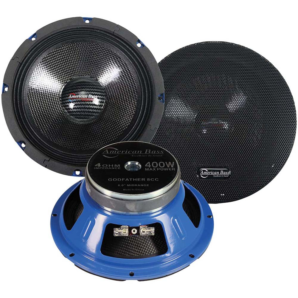 American Bass GF8CC 400W MAX 4 Ohm 8 Inch Midrange Speaker - High Power Car Audio Component for Clear Sound in Vehicles & Boats