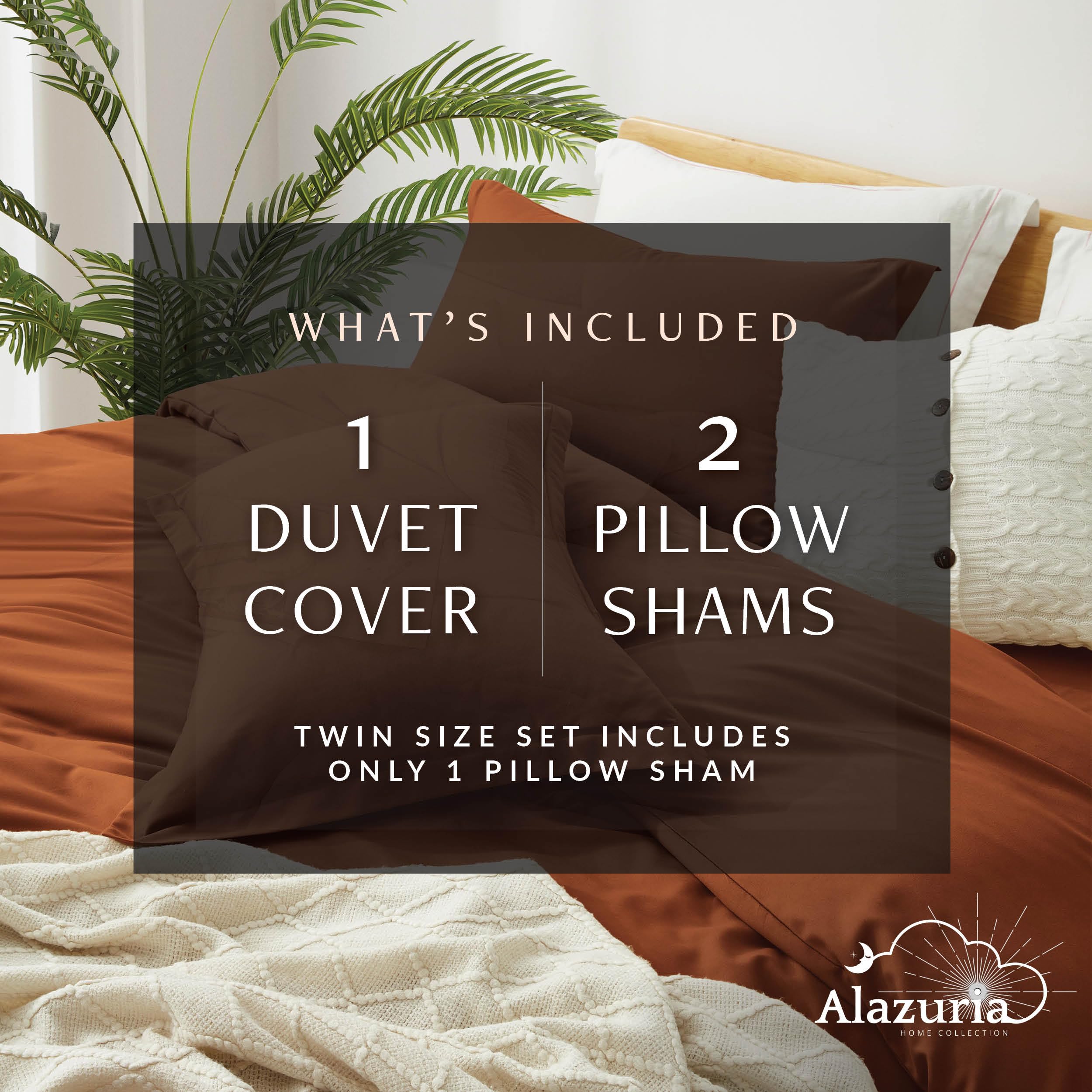 King Size Duvet Cover Set - 3 Piece Soft Double Brushed Comforter Cover with Zipper Closure & Corner Ties (104