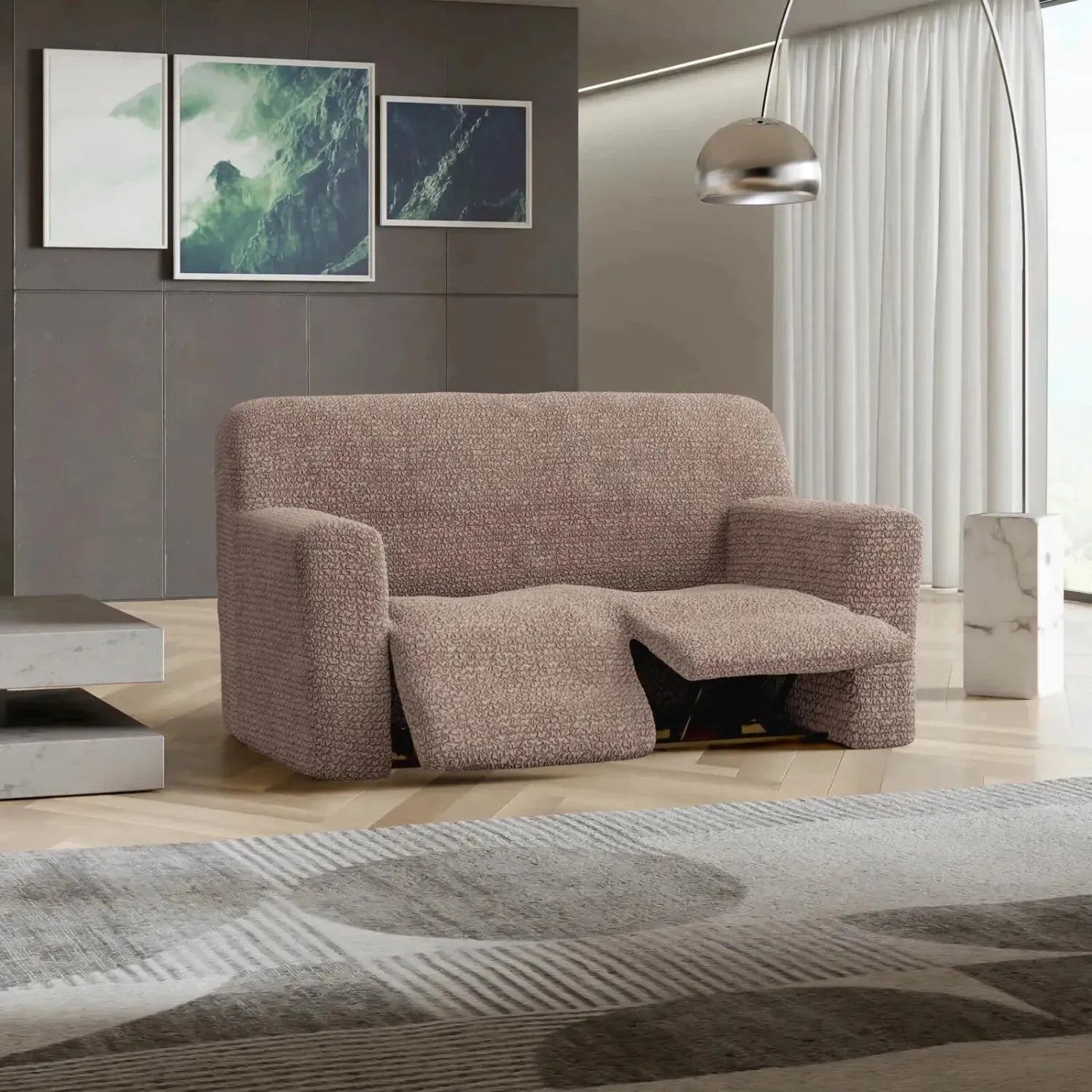 2 Seater Recliner Slipcover - Microfiber Sofa Cover Protector for Living Room Furniture, Stretchable & Washable - Perfect for Pets, Kids & Daily Use