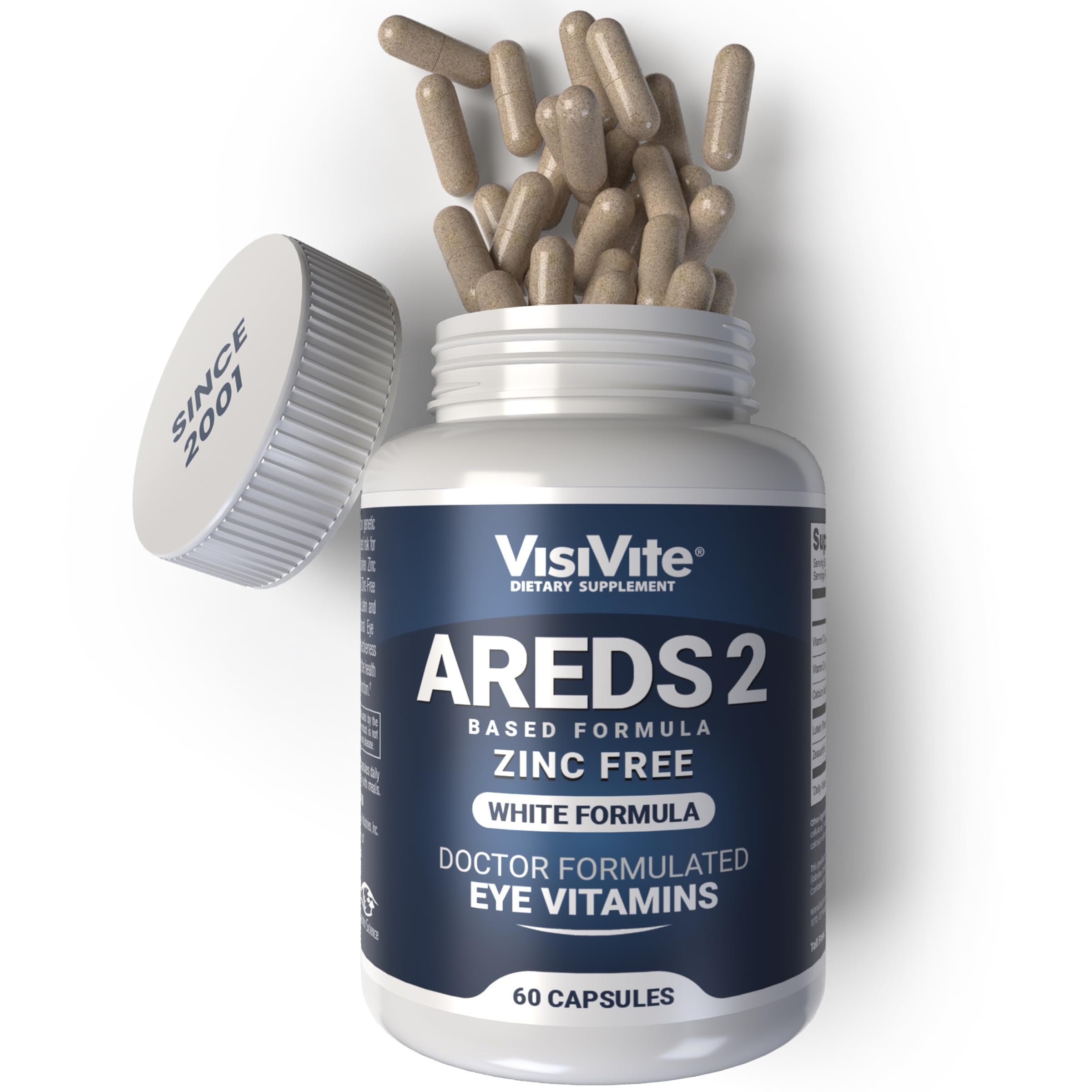 Zinc Free AREDS 2 Eye Vitamins with Lutein & Zeaxanthin - Soy-Free VCaps for Macular Health - Supports Vision Clarity for Computer Users & Night Driving