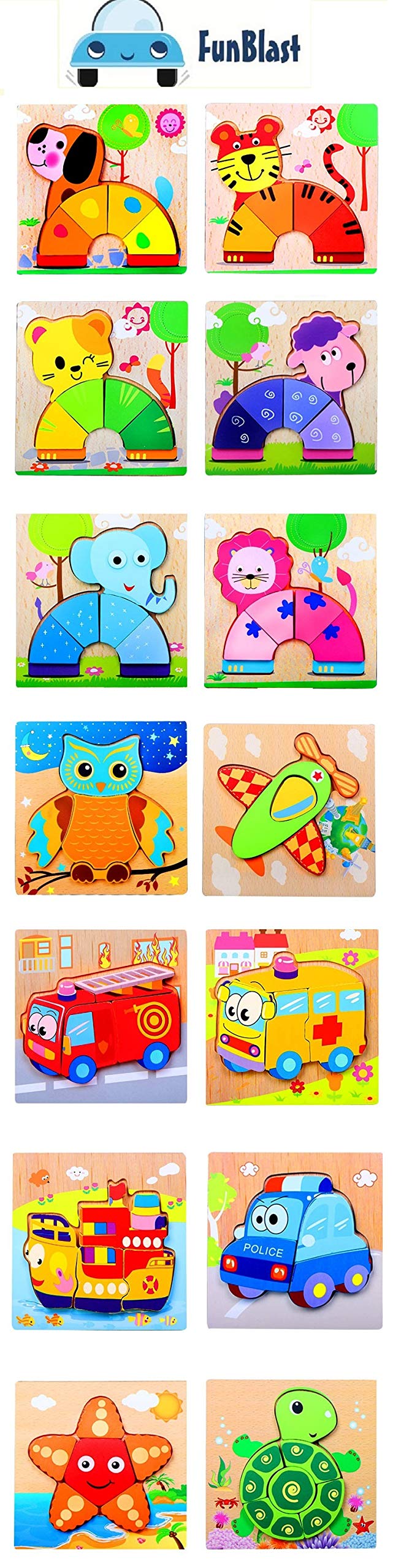 FunBlast 3D Wooden Puzzle for Kids - Dog & Cat Animal Jigsaw Toy Set, Safe Wooden Learning Toys for Toddlers & Children | Perfect for Birthday Gifts, Early Education & Family Game Night