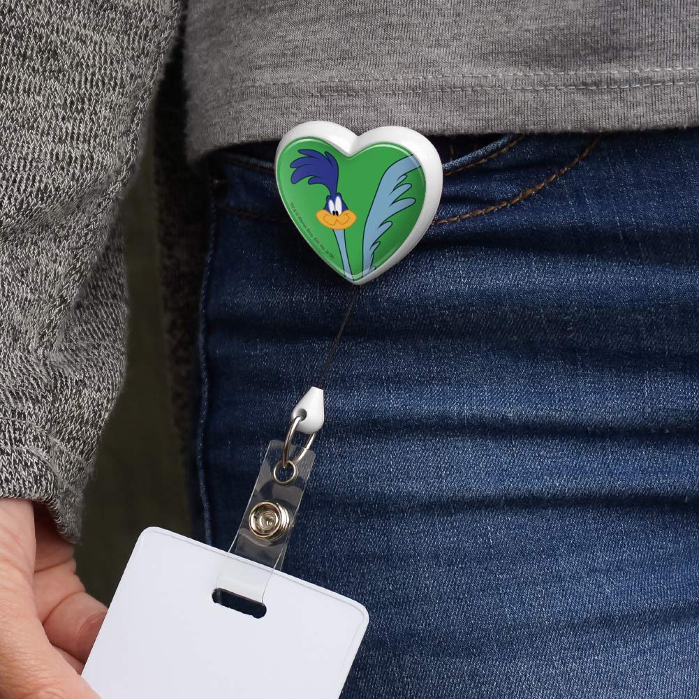 Looney Tunes Road Runner Heart Design Retractable Lanyard with ID Badge Holder - Perfect for Work, School, Events & Conventions
