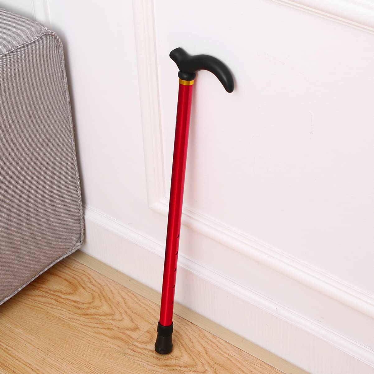 EXCEART Adjustable Walking Cane for Men & Women - Telescopic Aluminum Alloy 2-Section Cane with Comfortable Handle (Red) - Ideal for Seniors, Hiking, Travel & Injury Recovery