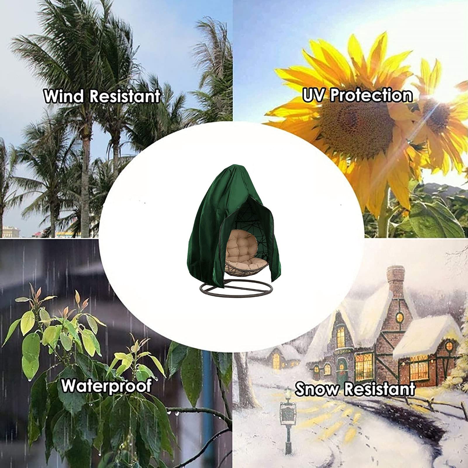 Waterproof Outdoor Egg Chair Cover - Dustproof Hanging Swing Seat Protector for Patio, Garden & Backyard - Fits Rattan Wicker Cocoon Chairs & Stands - Perfect for Relaxing, Lounging & Outdoor Decor
