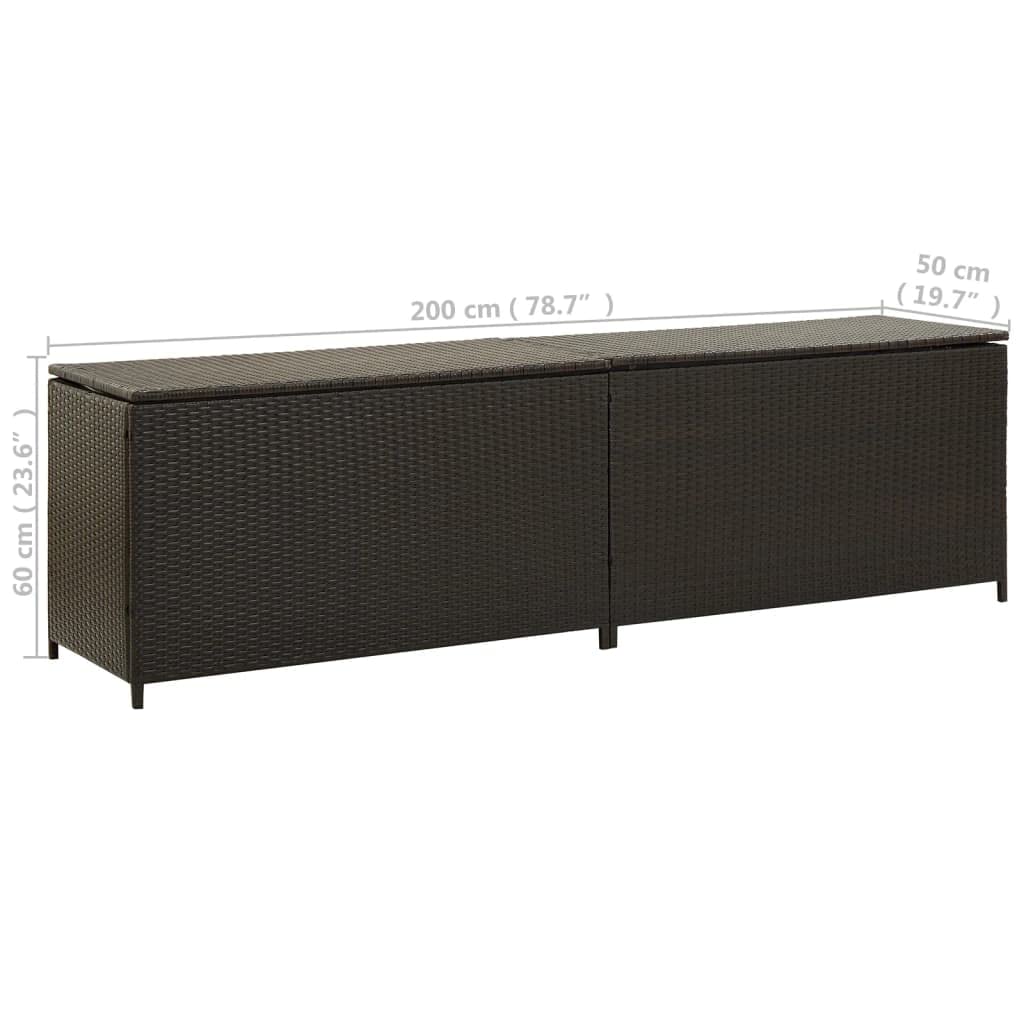 Weather-Resistant Brown Poly Rattan Outdoor Patio Storage Box 78.7