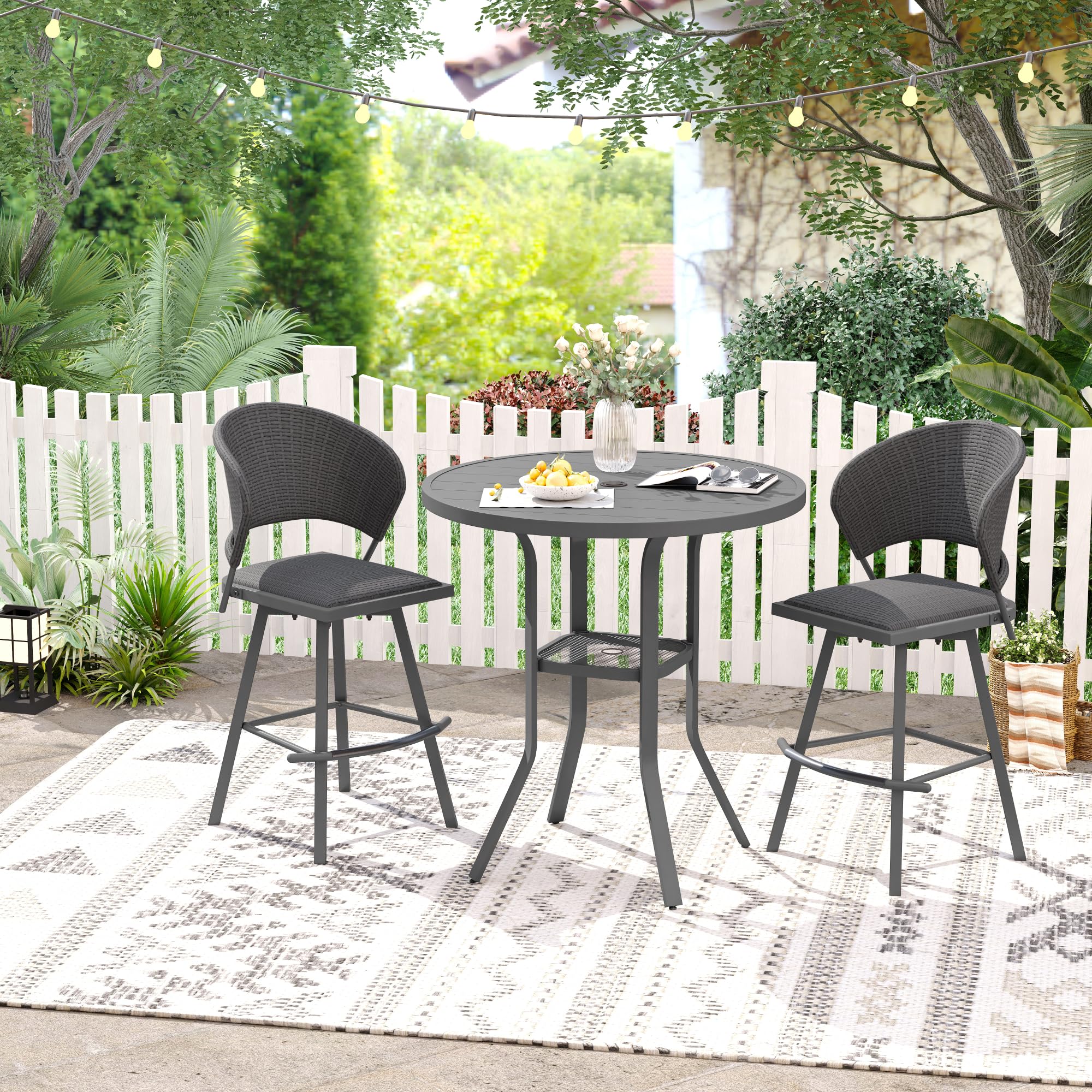 VICLLAX 3-Piece Outdoor Bar Set with 37