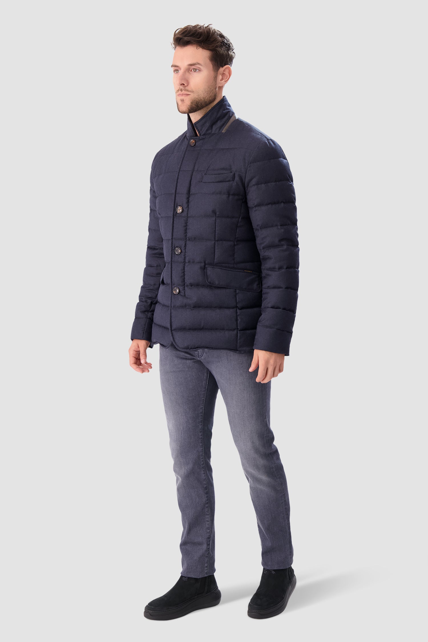 Moorer Blue Grey ZAYN L Jacket for Men - Lightweight Waterproof Windbreaker for Outdoor Hiking & Travel