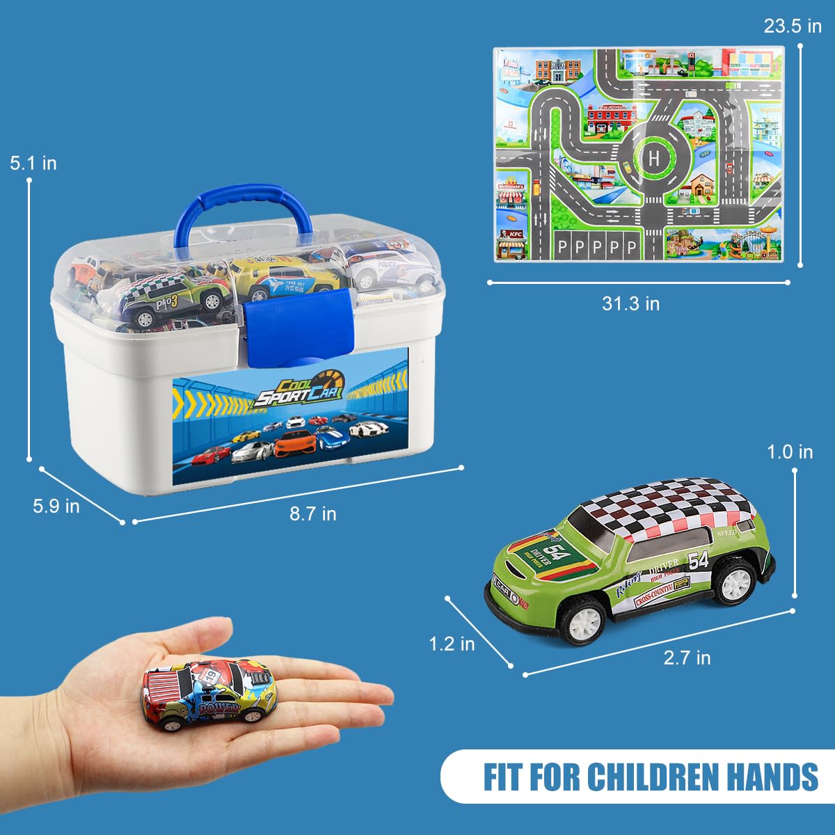 Mostop 50PCS Pull Back Toy Cars Set - Friction Powered Mini Race Cars with Storage Box for Kids 3+ Years Old | Fun Push & Go Vehicles for Boys & Girls | Perfect Birthday Party Gifts & Playtime Activities