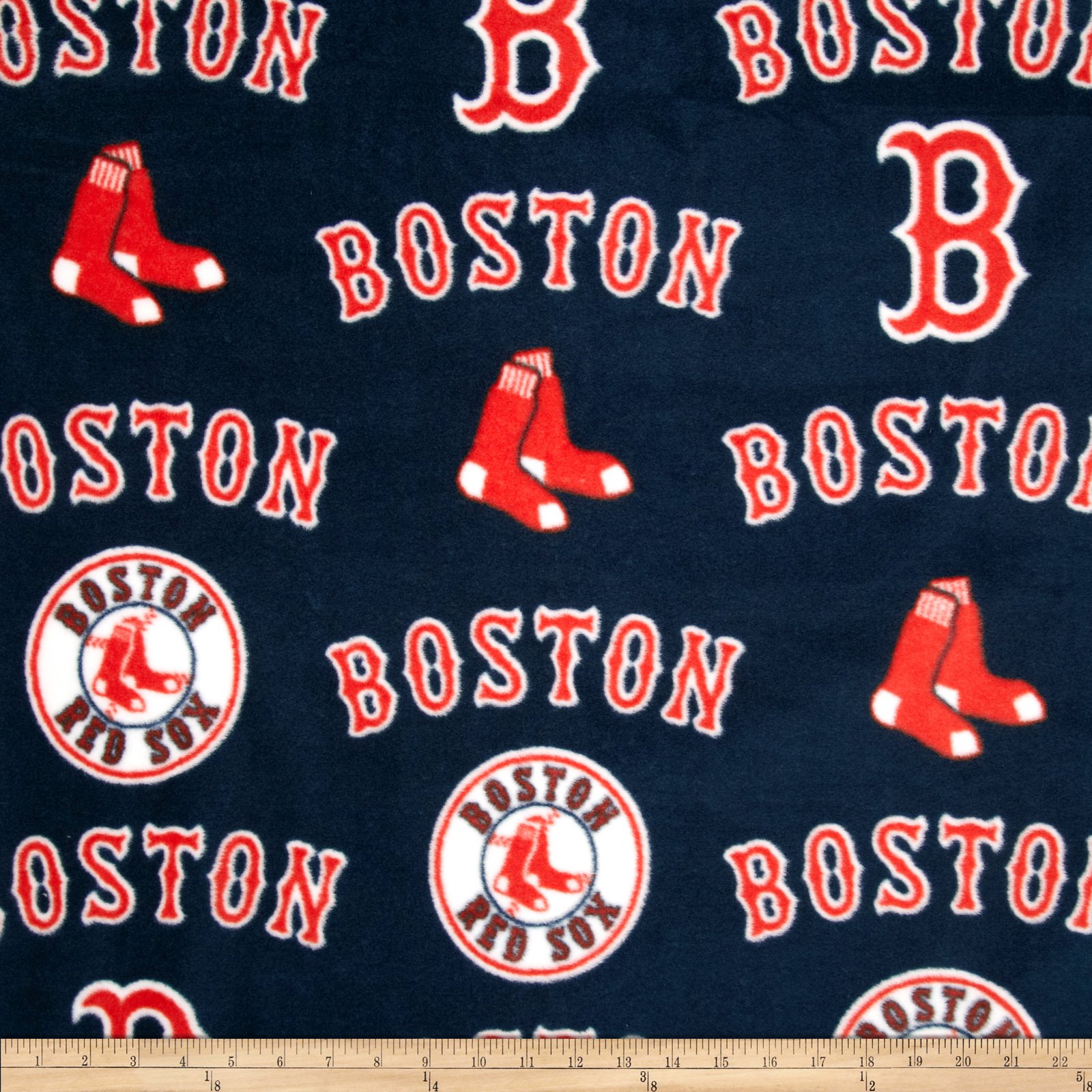 MLB Boston Red Sox Fleece Fabric by the Yard - Soft White & Red Team Colors for DIY Blankets, Jackets, and Sports Decor
