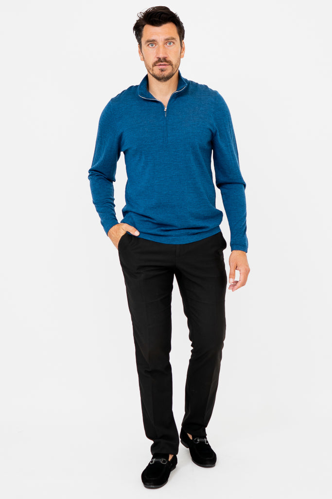Premium Andrew Sweater for Men - Soft Blue Peri Merino Wool Pullover - Perfect for Winter, Office & Casual Wear