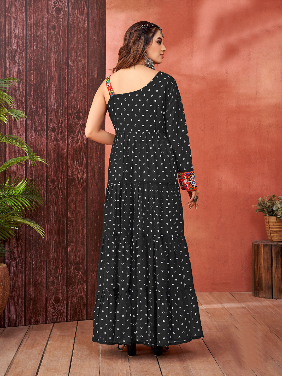 Black Navratri Special Heavy Embroidered Gown | Elegant Ready-to-Wear Party Dress for Festivals & Special Occasions