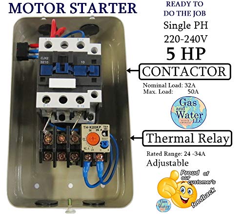 5 HP Single Phase 220/240V Magnetic Electric Motor Starter with On/Off Switch - Ideal for Industrial Machinery and HVAC Systems