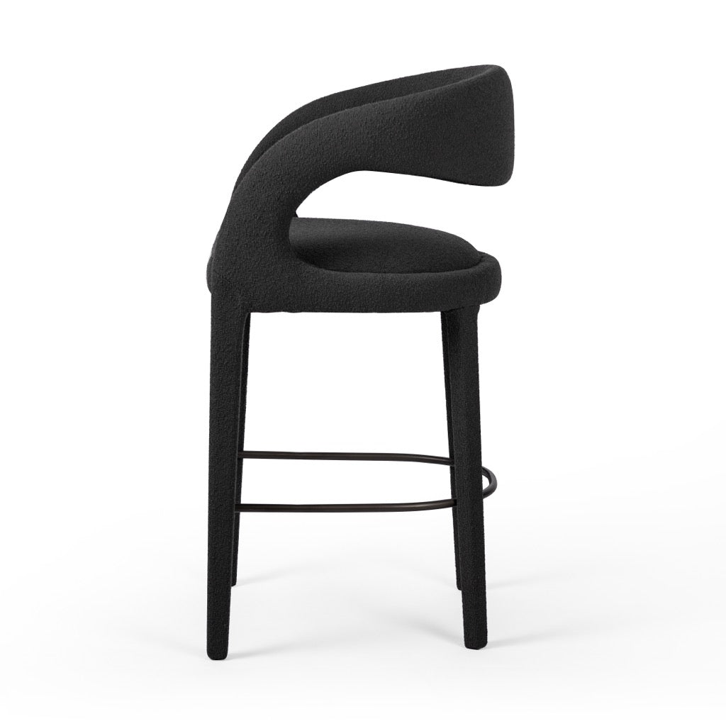 Hawkins Stool Fiqa Boucle Charcoal - Modern Accent Chair for Living Room, Bedroom & Office - Comfortable Upholstered Seat with Stylish Boucle Fabric - Perfect for Home Decor and Small Spaces