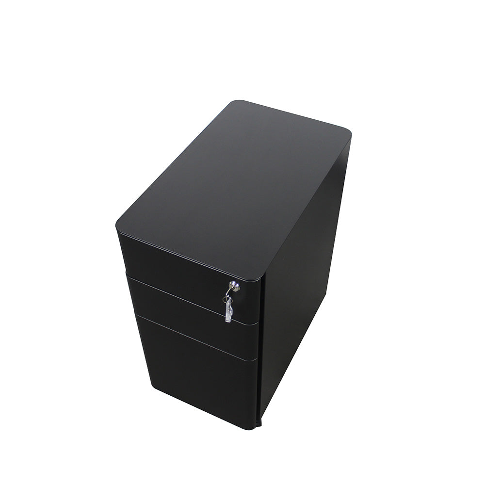 MARLO 3 Drawer Slim Mobile Pedestal Cabinet - Black | Compact Rolling File Storage for Office & Home | Perfect for Small Spaces & Organization
