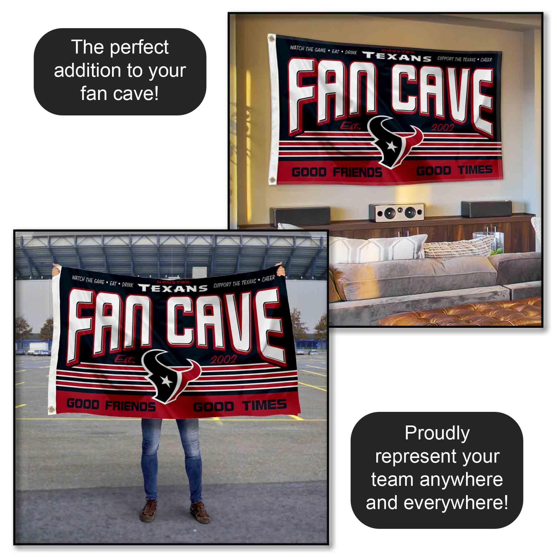Houston Texans Fan Man Cave Banner Flag - NFL Team Decor for Game Day, Tailgating & Sports Room - Officially Licensed WinCraft Merchandise