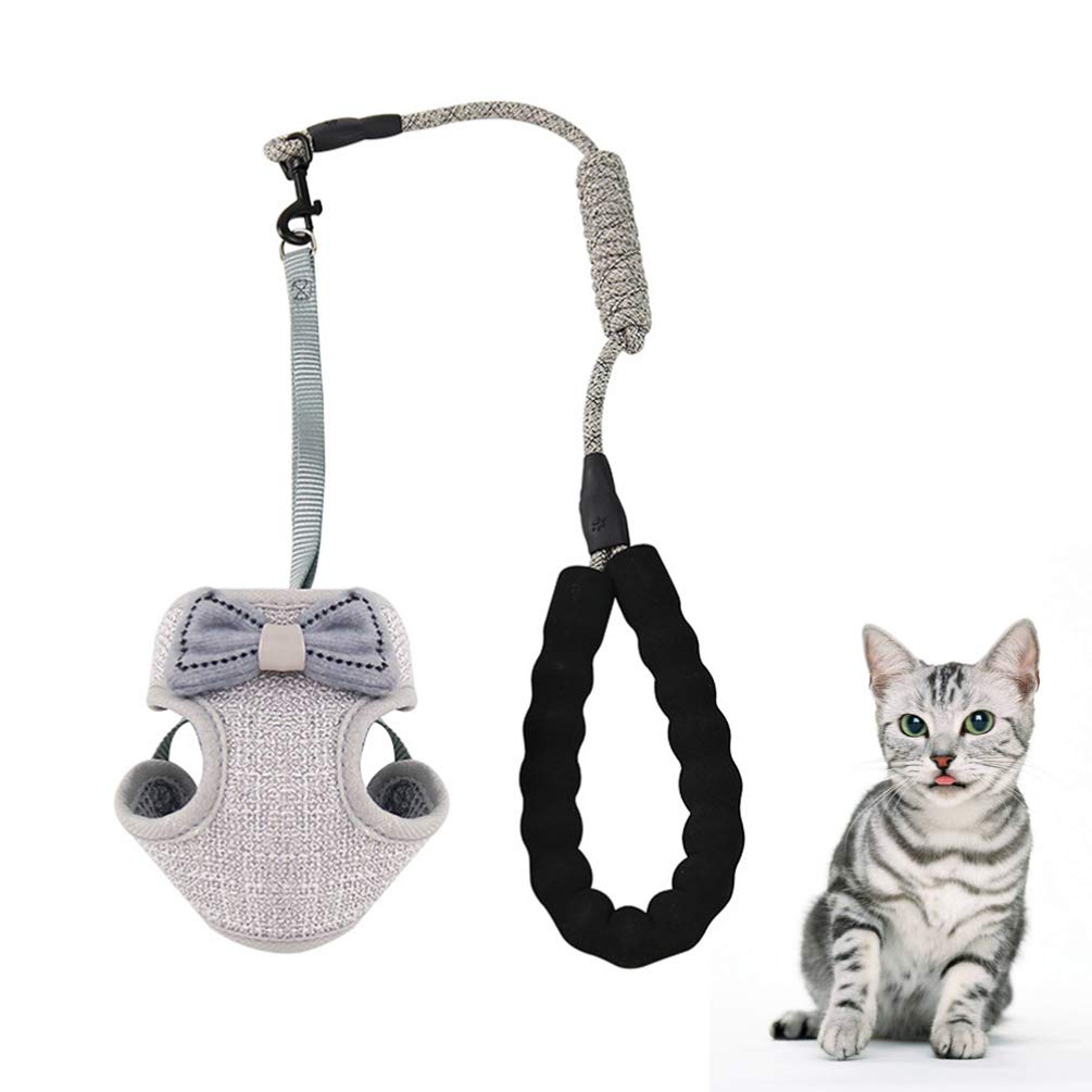 POPETPOP Adjustable Cat Harness Vest with Leash - Breathable Pet Traction Harness for Large Cats & Kittens - Durable Cat Collar & Rope for Walking, Outdoor Adventures & Training