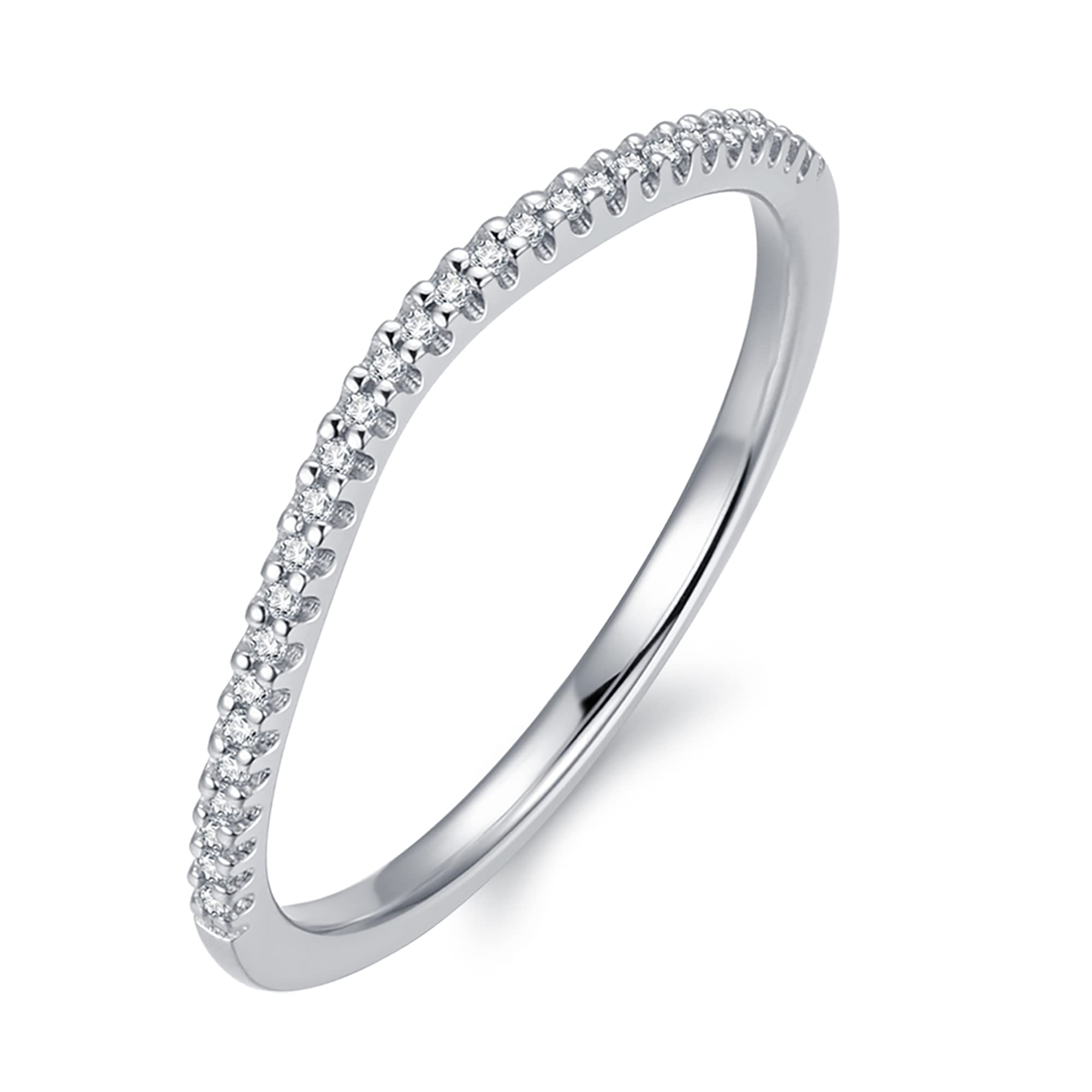 14K Gold Moissanite Rings for Women - 1.5mm V Shape Chevron Curved Eternity Wedding Band | Elegant Bridal Jewelry for Engagement, Anniversary & Special Occasions
