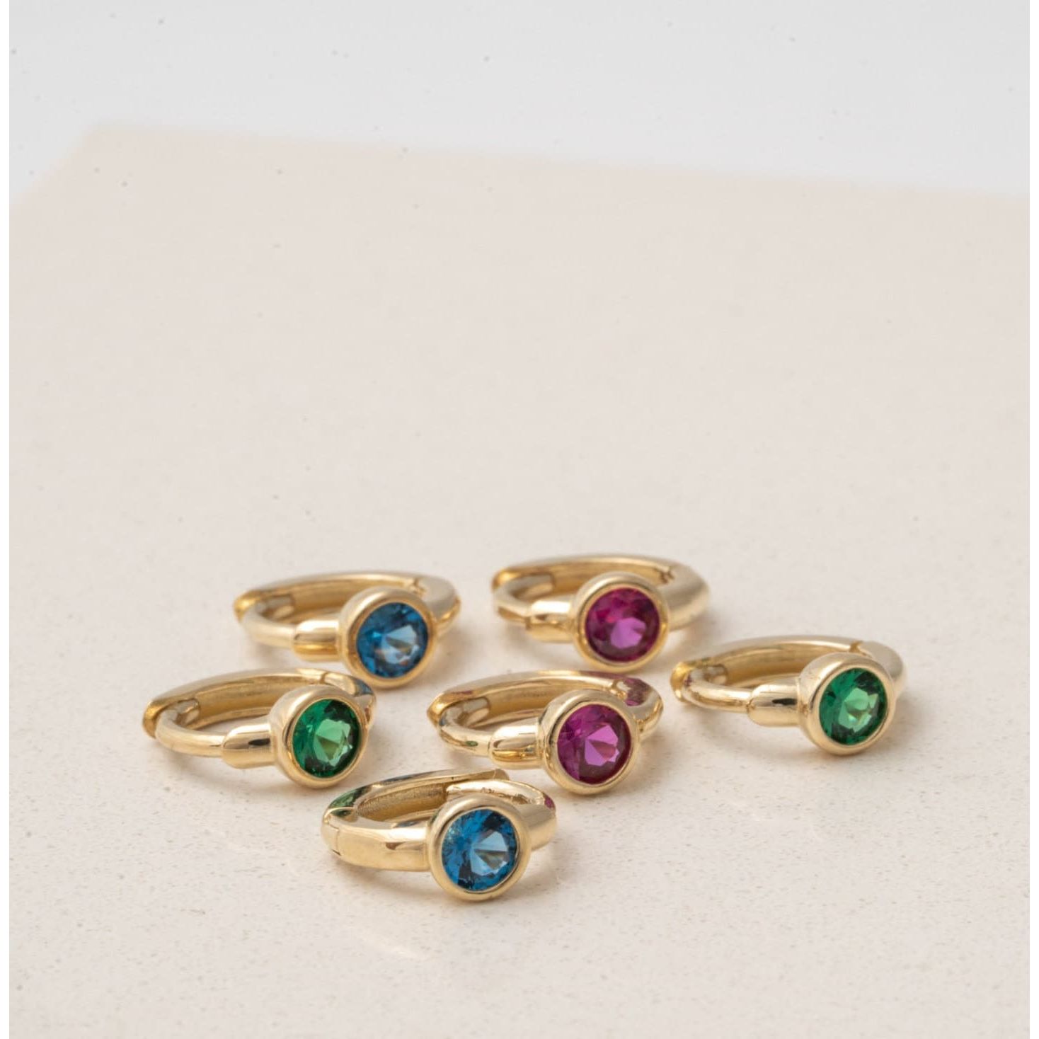 14K Yellow Gold Ruby Huggie Hoop Earrings - Dainty Bezel Set Gemstone Jewelry for Women - Perfect for Everyday Wear, Date Nights & Special Occasions