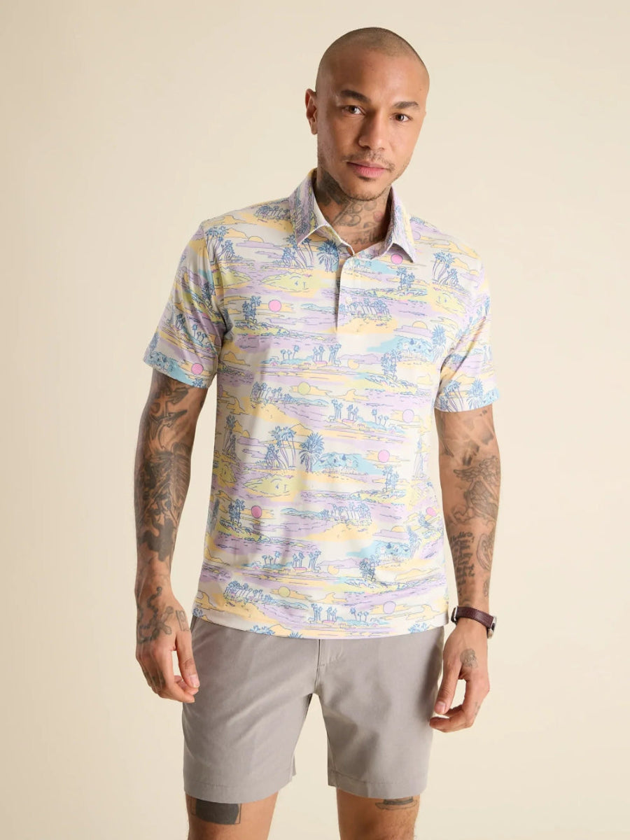 Chubbies The Kiss and Pastel Performance Polo Shirt - Light Purple | Moisture-Wicking Golf & Casual Wear for Men