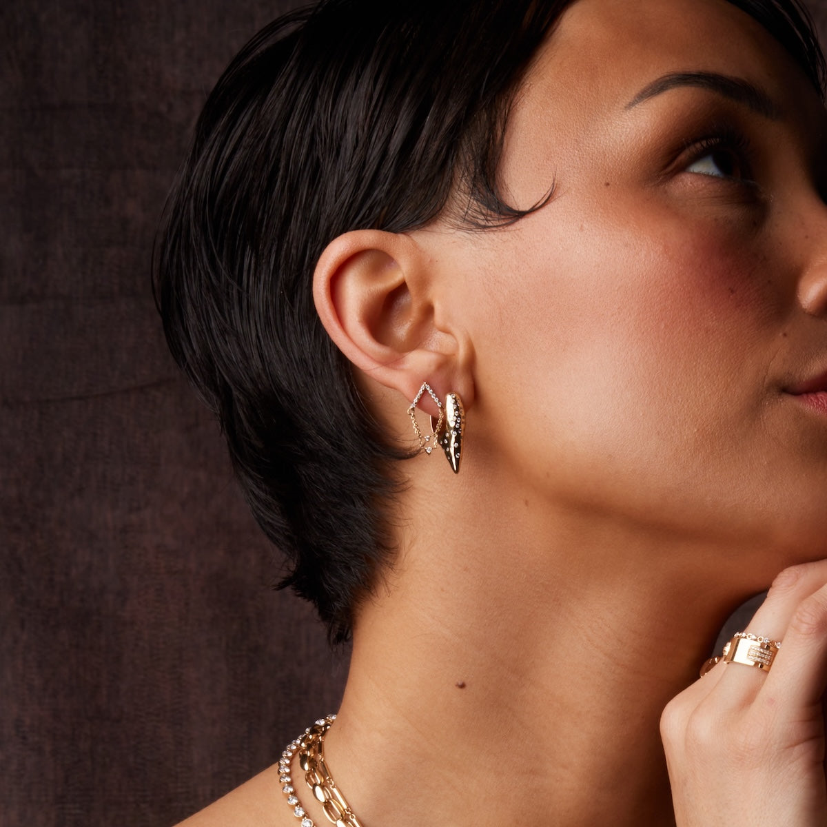 Diamond Studded Pointed Hoop Earrings for Women - Elegant & Trendy Jewelry for Parties, Weddings & Special Occasions
