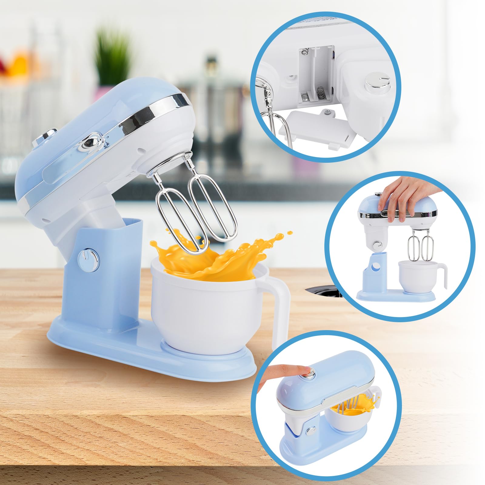 Kids Kitchen Playset with Coffee Maker, Blender, Mixer & Toaster - Realistic Lights & Sounds - Pretend Play Cooking Toys for Toddlers Ages 2-5 (Blue) | Perfect for Role Play, Birthday Gifts & Early Learning Development