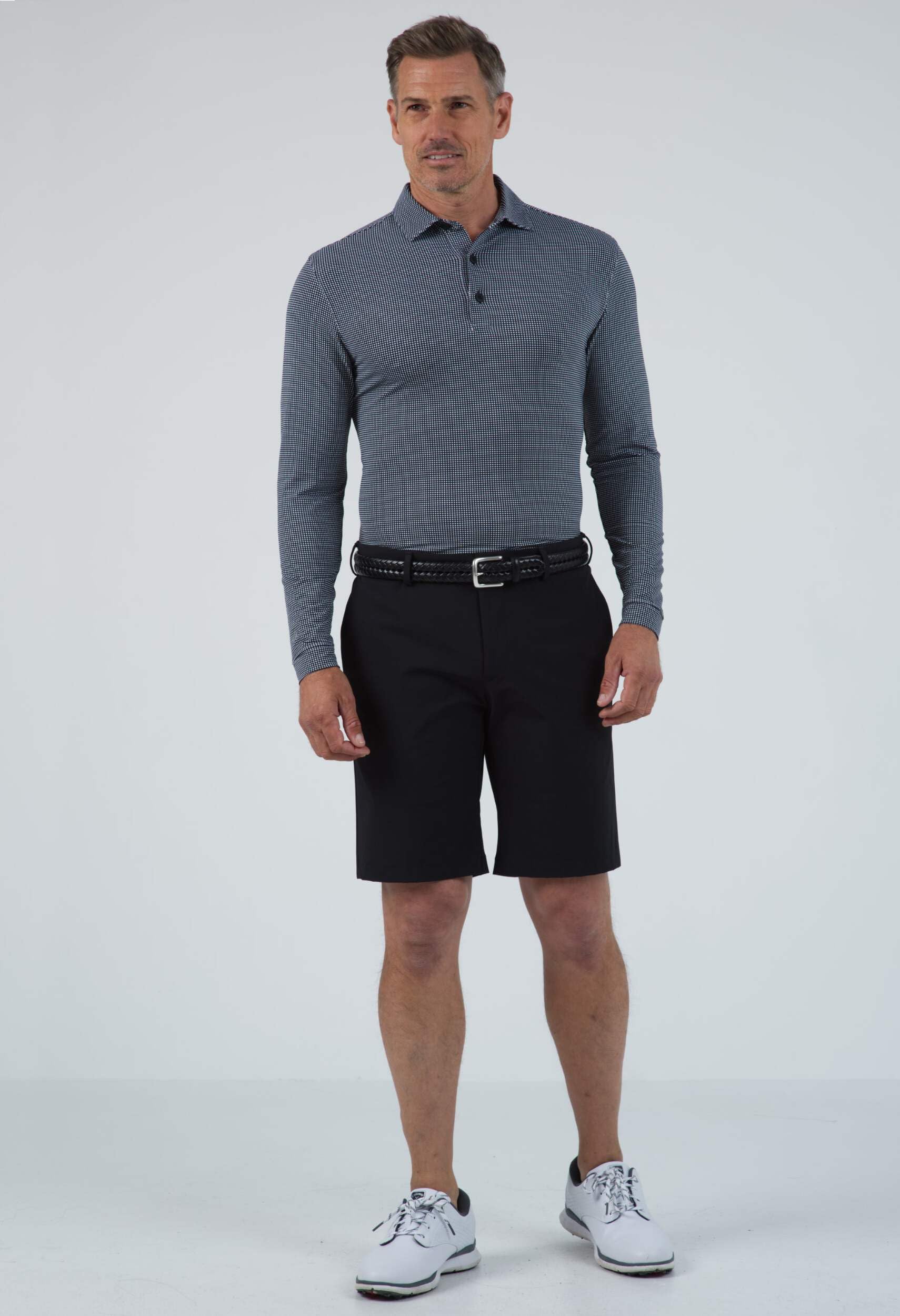 IBKUL Men's Cooling UPF 50+ Sun Protective Polo Shirt with Icefil Technology - Long Sleeve Athletic Performance Top for Golf, Running & Outdoor Activities