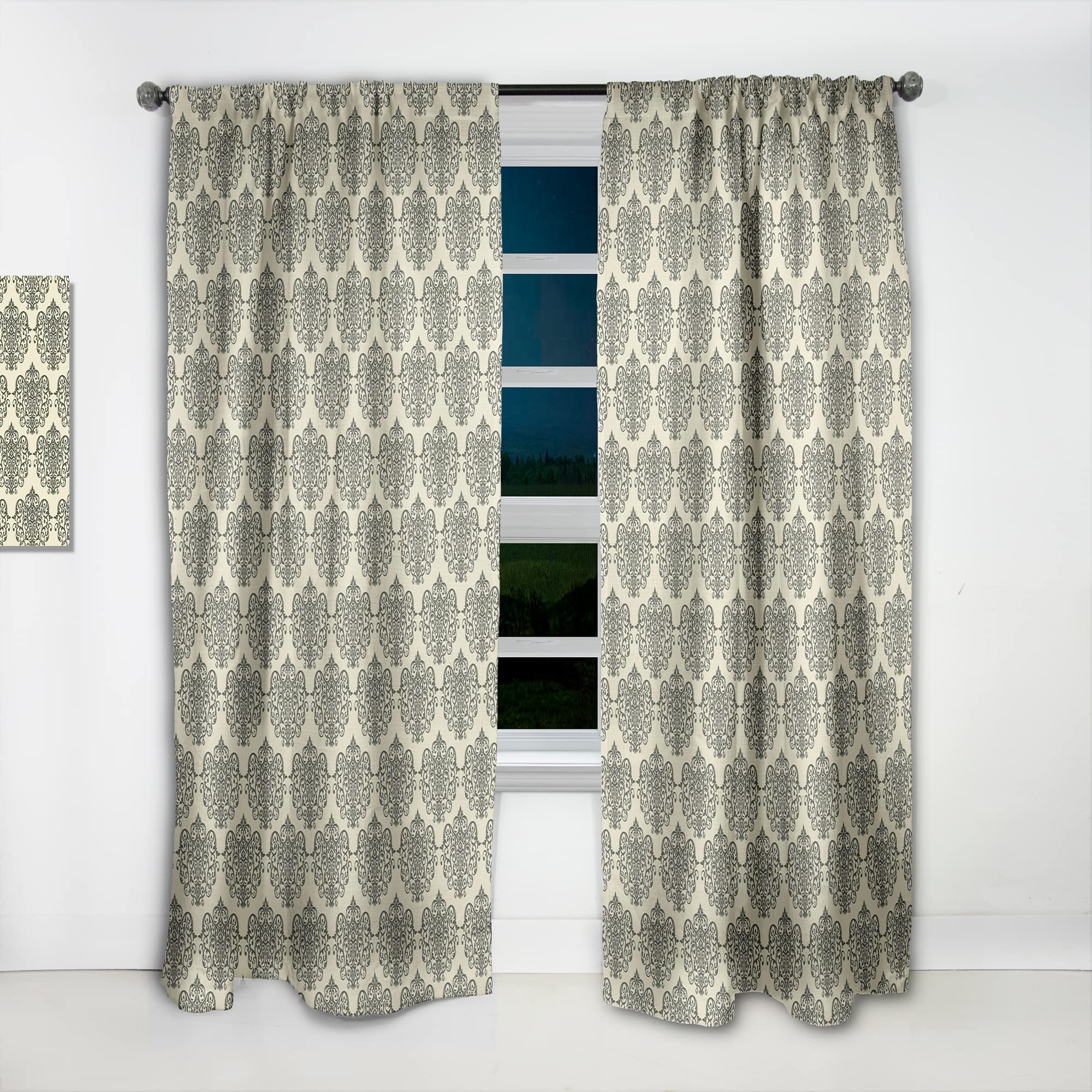 DesignQ Thermal Insulated Curtains - Abstract Retro Pattern III - 52x84 Inch Single Panel Window Drapes for Bedroom & Living Room - Energy Saving & Blackout for Home Decor