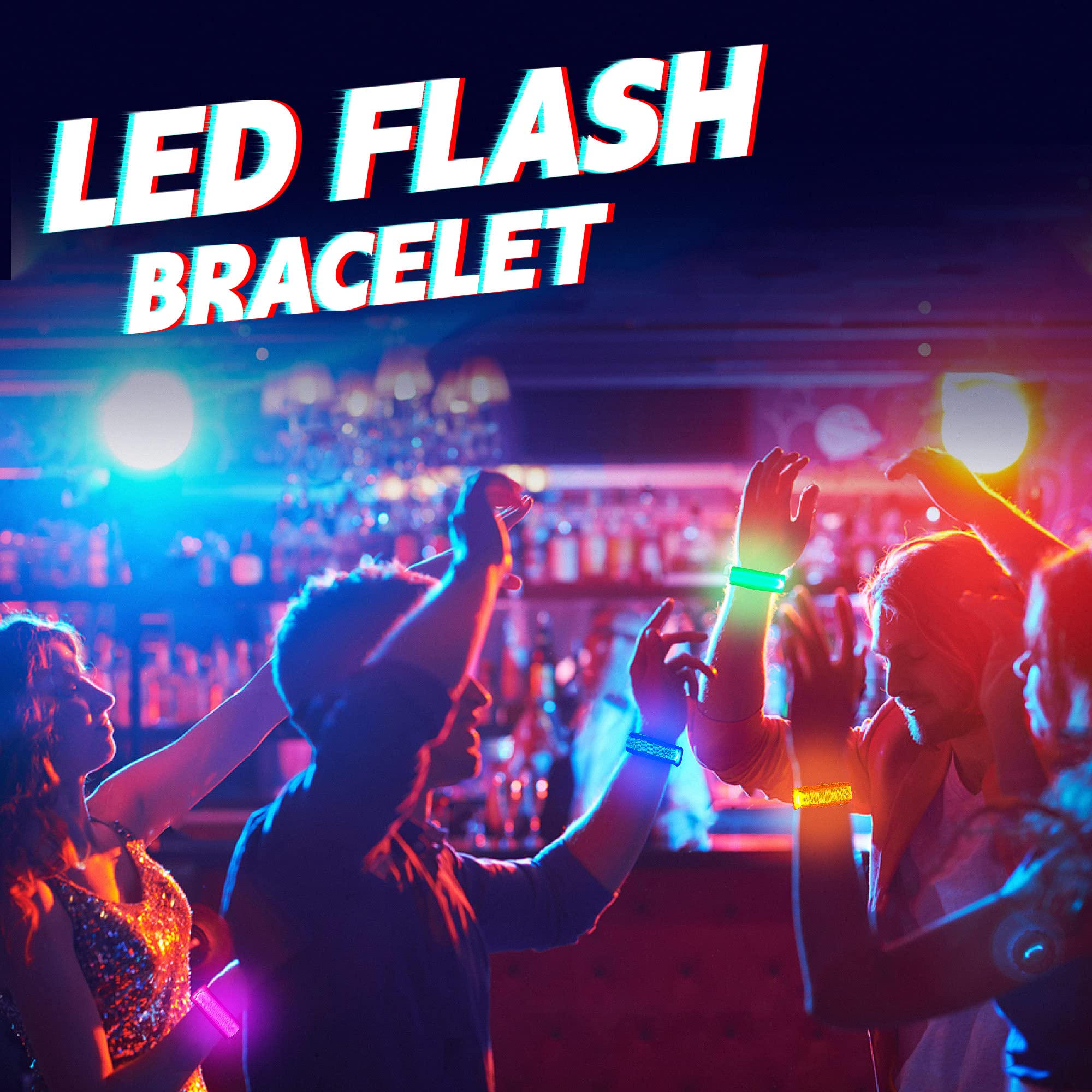 8 Pack LED Glow Bracelets - Light Up Bracelets for Kids & Adults | Glow in The Dark Party Favors for Christmas, Concerts, Festivals, Raves | Perfect for Night Events, Birthday Parties, Halloween & Outdoor Activities