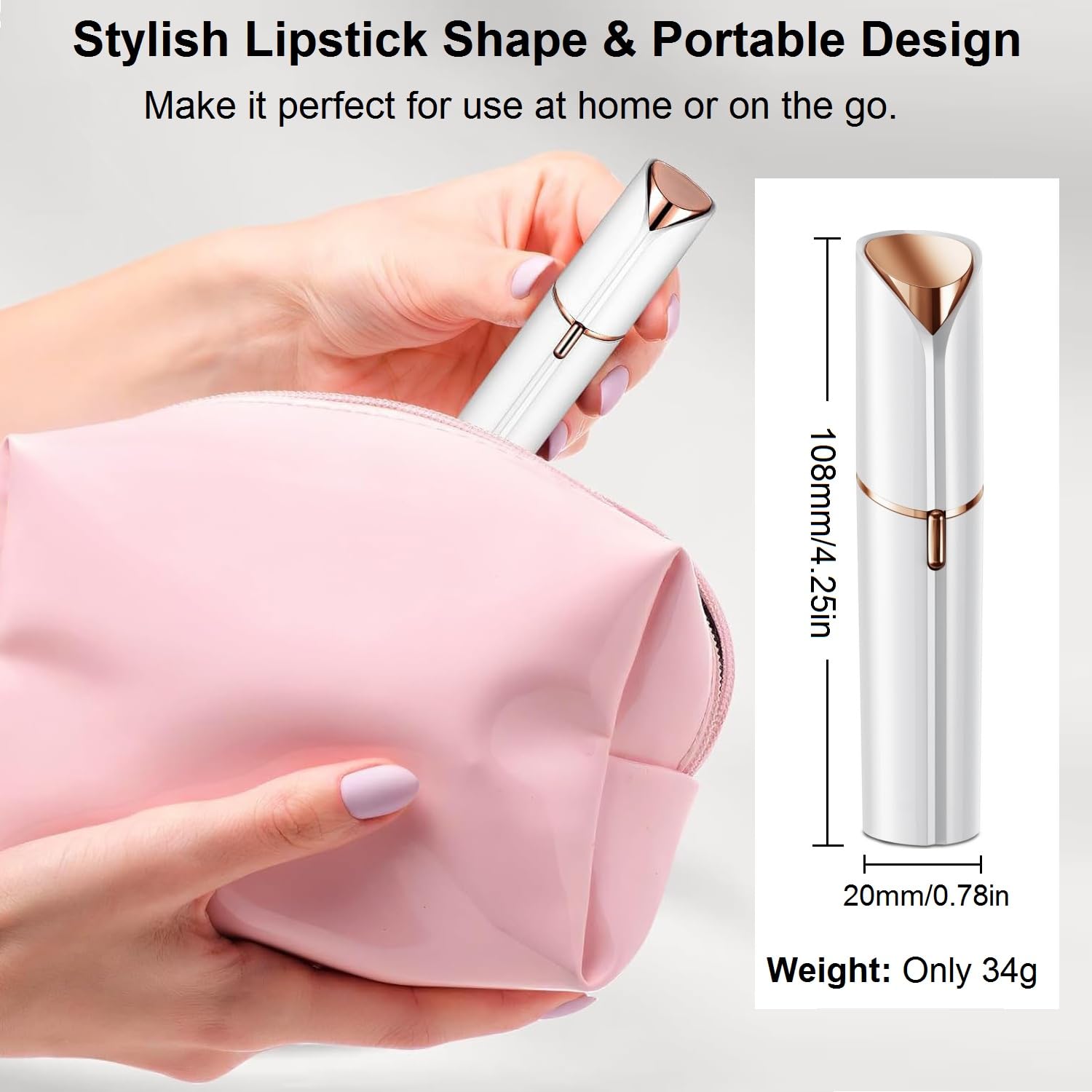 Painless Electric Facial Hair Remover for Women - Rechargeable Epilator for Upper Lip & Chin Hair Removal, Smooth Skin Care (White) | Perfect for Travel, Home Use & Quick Touch-Ups