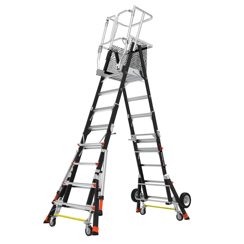 Little Giant Safety Cage Model 5 Ft. to 9 Ft. - Adjustable Aluminum Work Platform with Guardrail | OSHA Compliant Ladder Alternative for Construction, Painting & Home Maintenance
