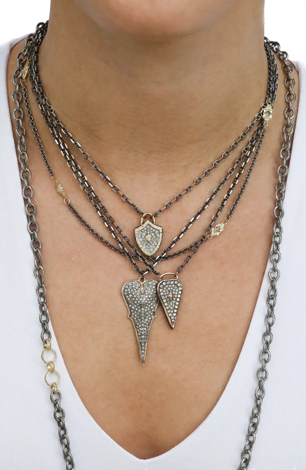 Pave Heart Shield Necklace for Women - Sterling Silver Protection Jewelry - Perfect for Valentine's Day, Anniversary & Everyday Wear