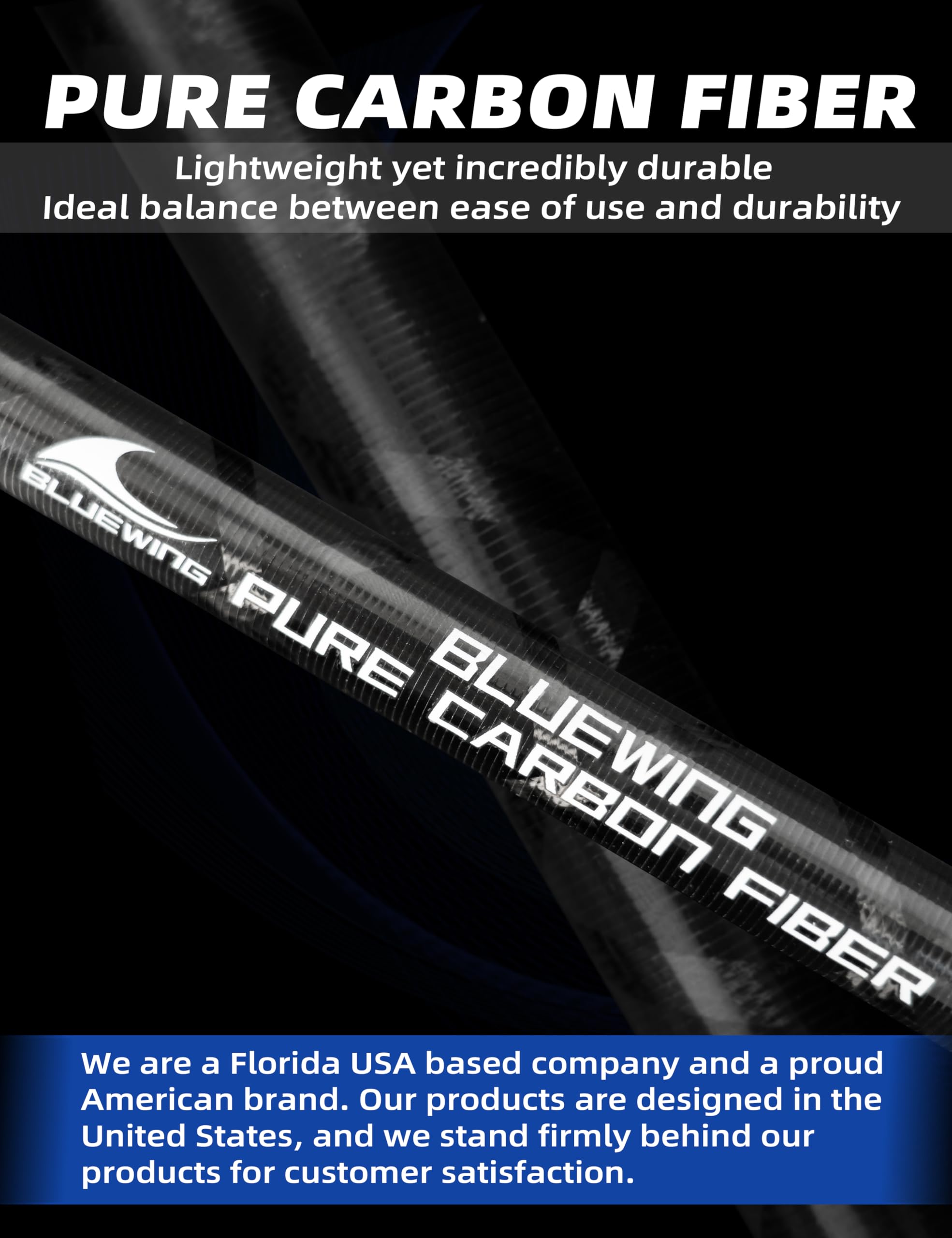BLUEWING Heavy Duty Saltwater Fishing Gaff - 3ft to 16ft Fiberglass/Carbon Fiber Pole with 2in/4in Stainless Steel Hook for Tuna, Shark & Marlin - Perfect for Offshore Big Game Fishing & Deep Sea Angling