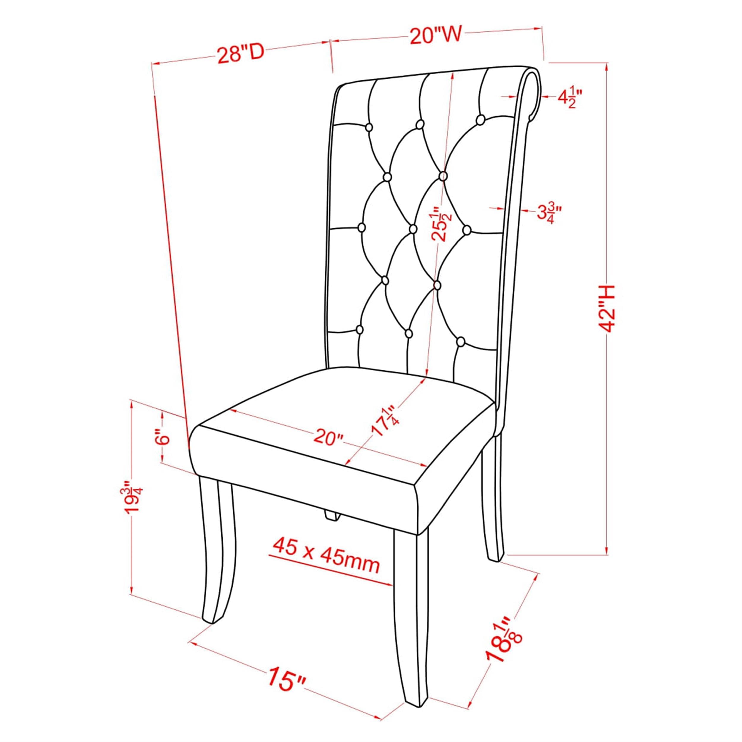 Furniture of America Landon Fabric Side Chairs Set of 2 - Ivory & Black Upholstered Dining Chairs for Kitchen, Dining Room, or Office - Comfortable Modern Accent Chairs