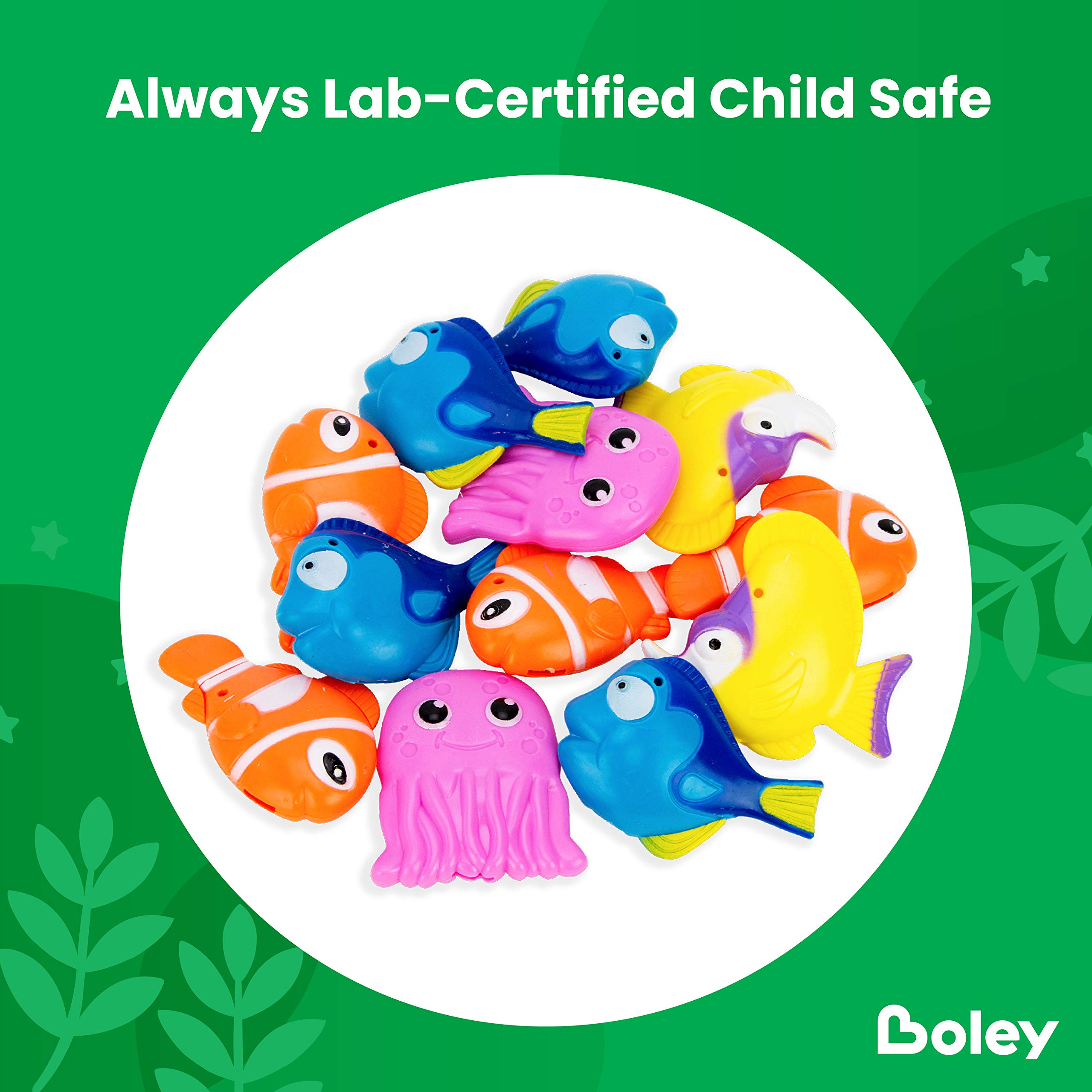 Boley Dive & Grab Fishing Game Set - 14 Piece Sinking Bath Toys for Toddlers & Kids - Fun Water Games & Bathtime Play for Learning & Development - Perfect for Pool Parties, Sensory Play & Early Childhood Education