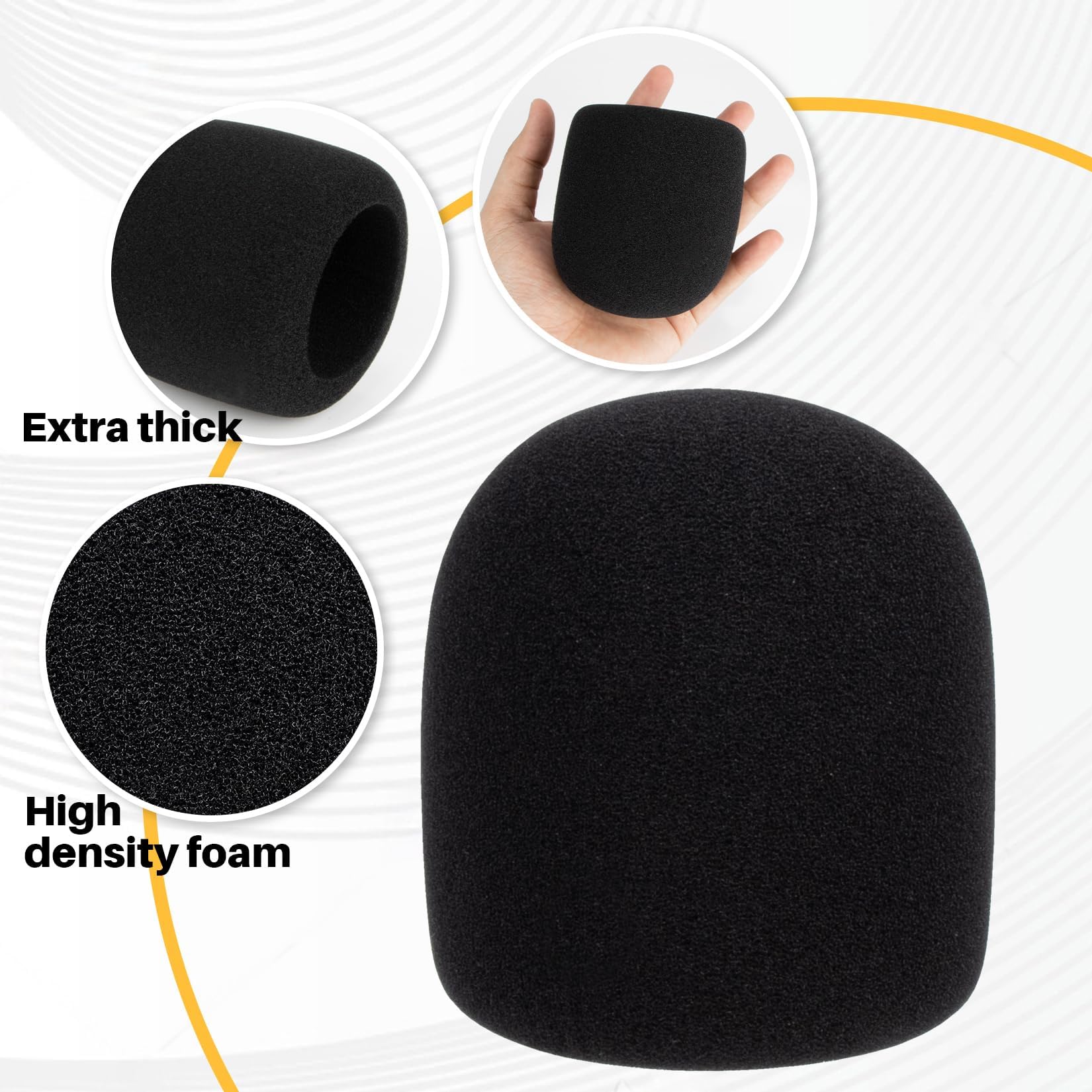 MAQIHAN Black Microphone Foam Windscreen Covers (4 Pack, 3.1x3.3 Inches) - Noise Reduction Mic Covers for Enhanced Audio Quality, Ideal for Singers, Podcasters & Streamers - Perfect Gift for Music Lovers & Content Creators