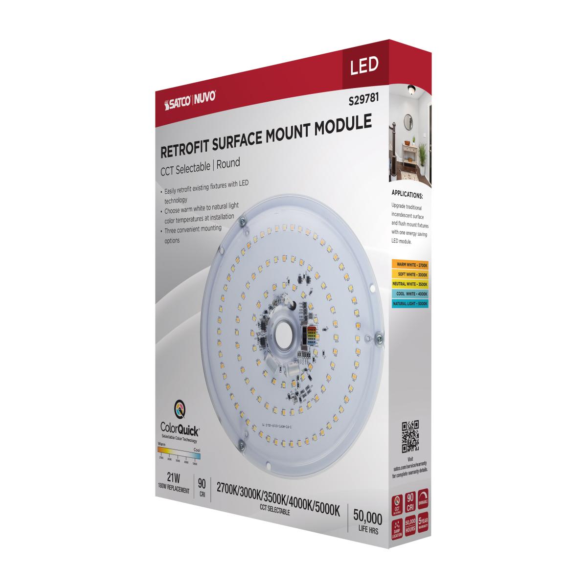 8 Inch Round Flush Mount LED Retrofit Kit - 1800 Lumens, Selectable CCT (3000K-5000K), 120V - Perfect for Kitchen, Bathroom & Closet Lighting Upgrade