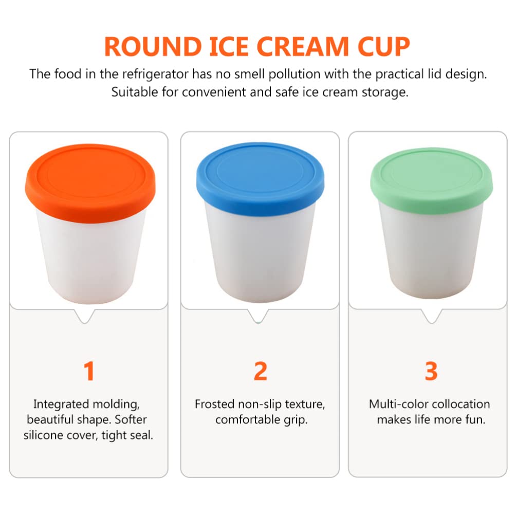 4pcs Reusable Silicone Ice Cream Cups with Lids - BPA-Free Freezer Safe Yogurt & Dessert Containers for Food Storage - Perfect for Homemade Ice Cream, Gelato, Sorbet & Party Serving