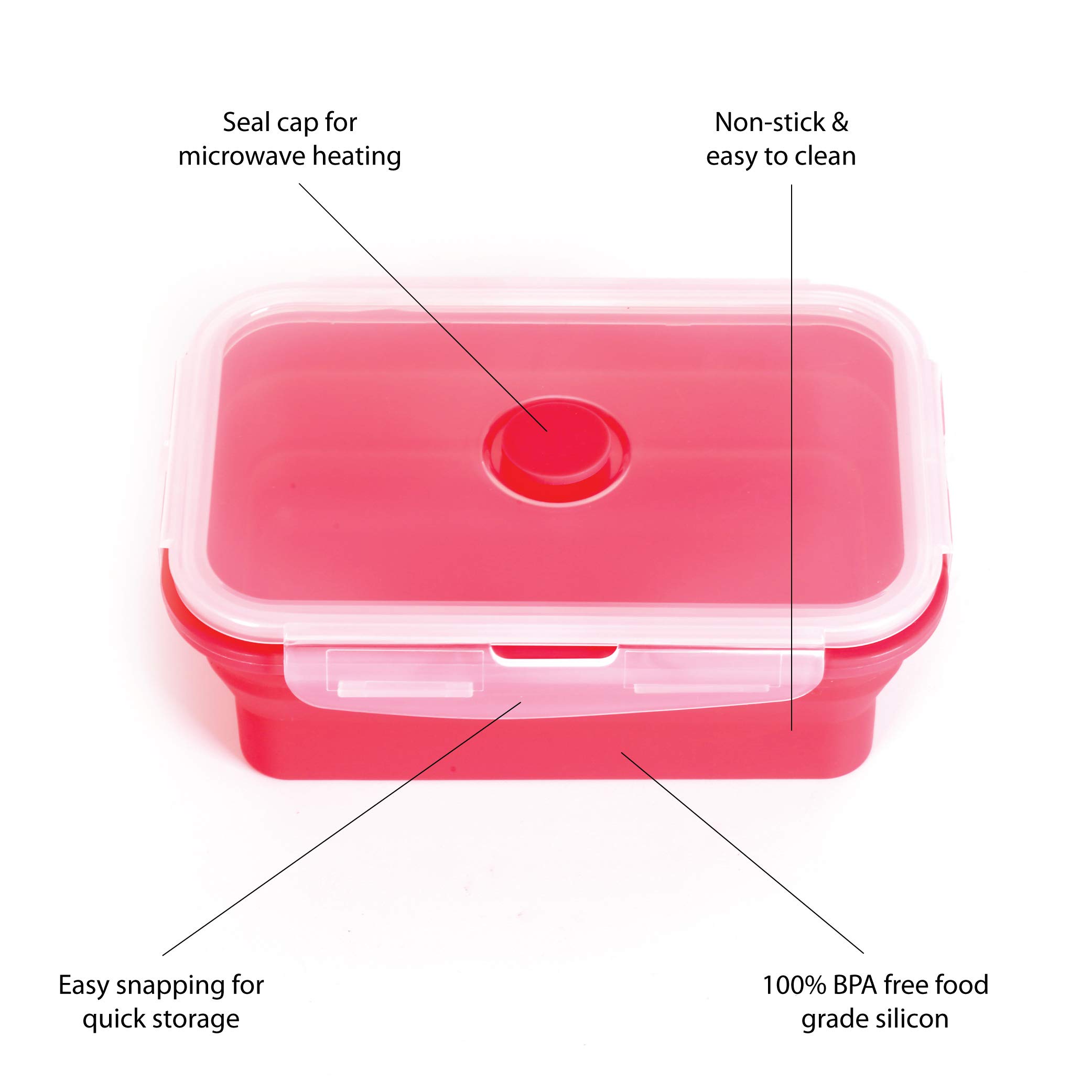 Deke Home - 4-Piece Collapsible Silicone Food Storage Container Set with Lids | BPA-Free, Airtight, Space-Saving | Microwave, Freezer & Dishwasher Safe | Perfect for Meal Prep, Lunch Box, Camping & Travel | Kitchen Organization & On-the-Go Food Storage